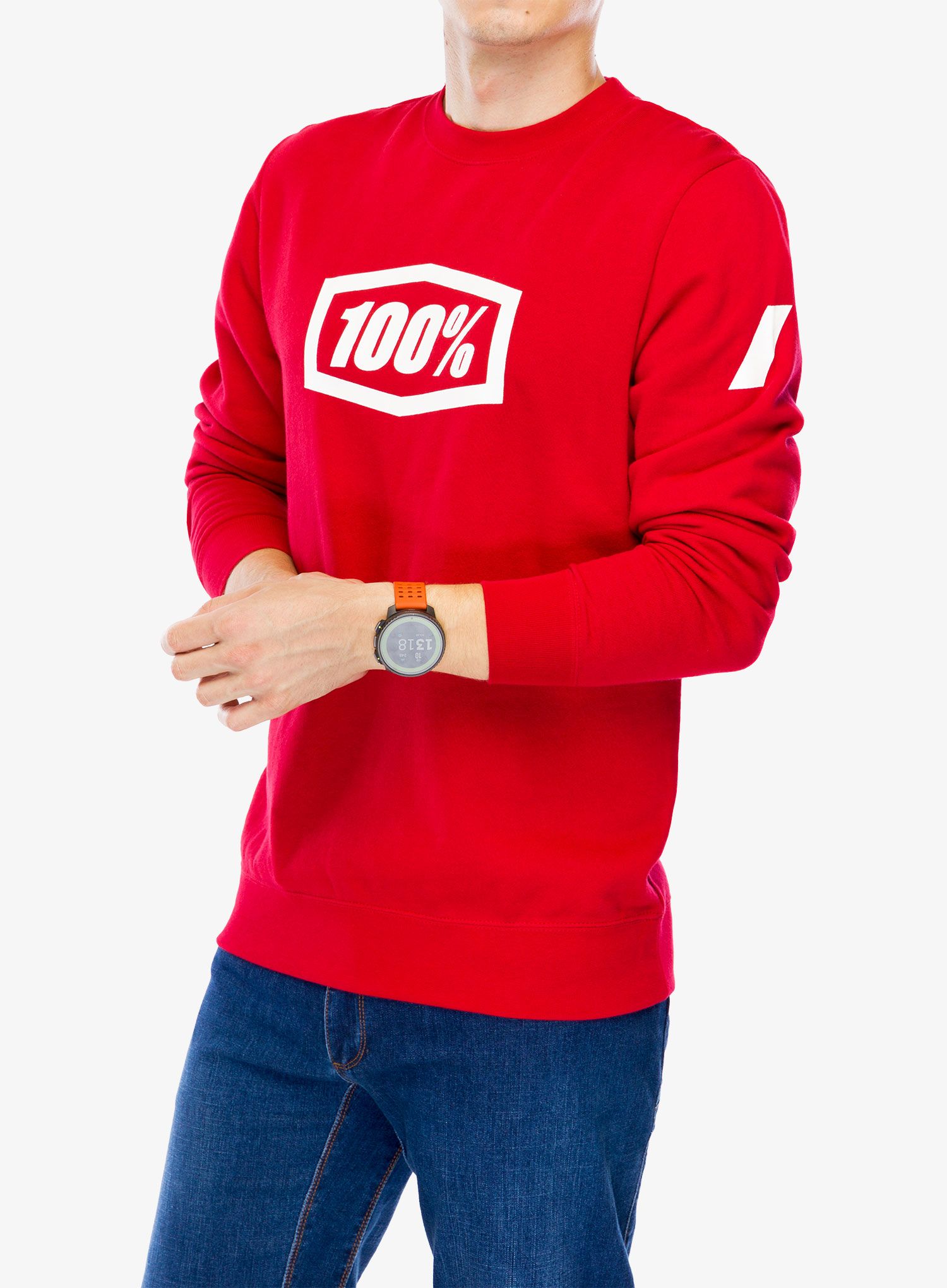 Hanorac 100% Icon Pullover Crewneck Fleece Sweatshirt - deep red