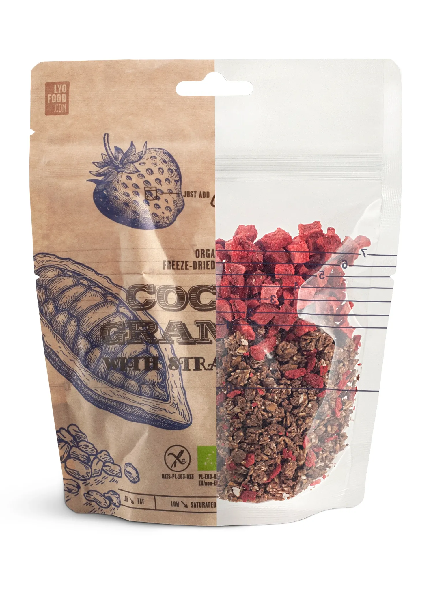 Liofilizat LYOFOOD Bistro Granola de cacao cu căpșuni eco 270g