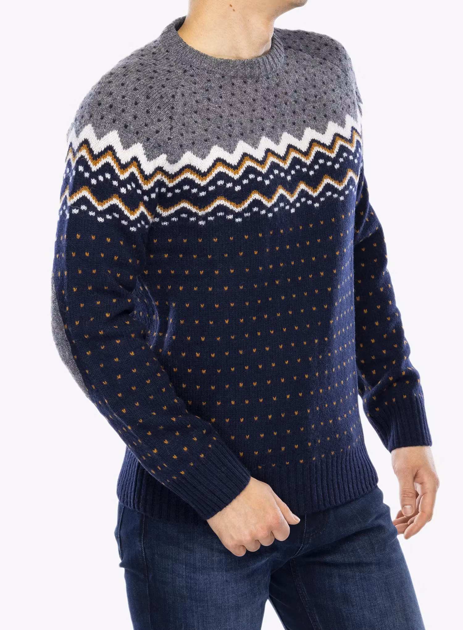 Pulover Fjallraven Ovik Knit Sweater - dark navy/navy