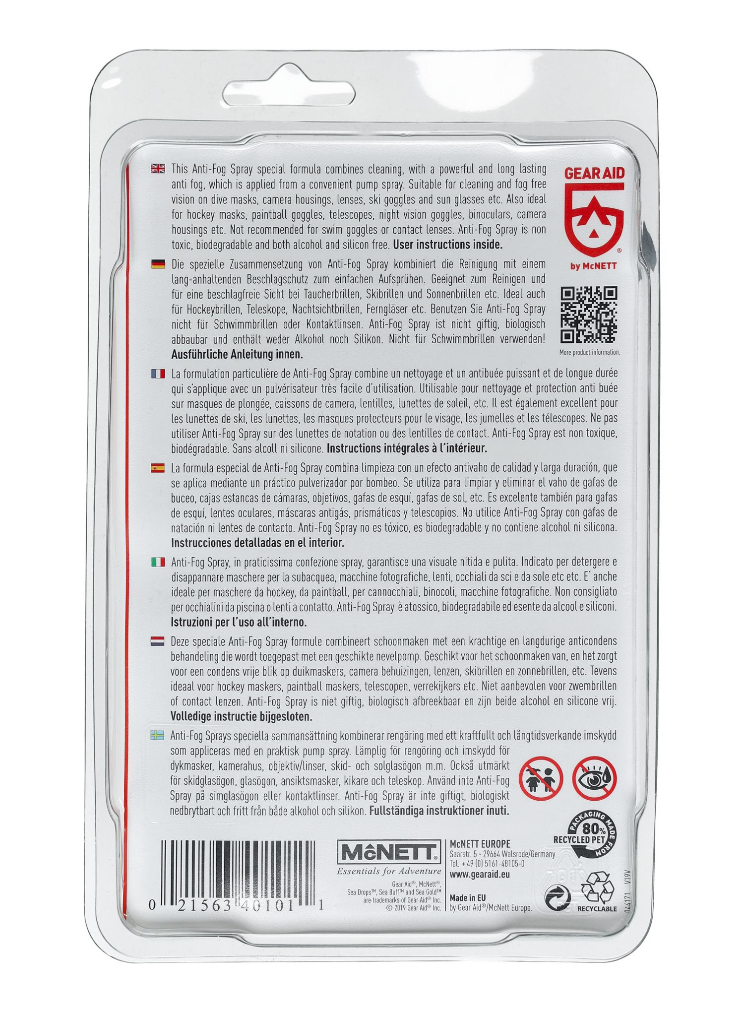 Spray Gear Aid Anti-Fog Sprey