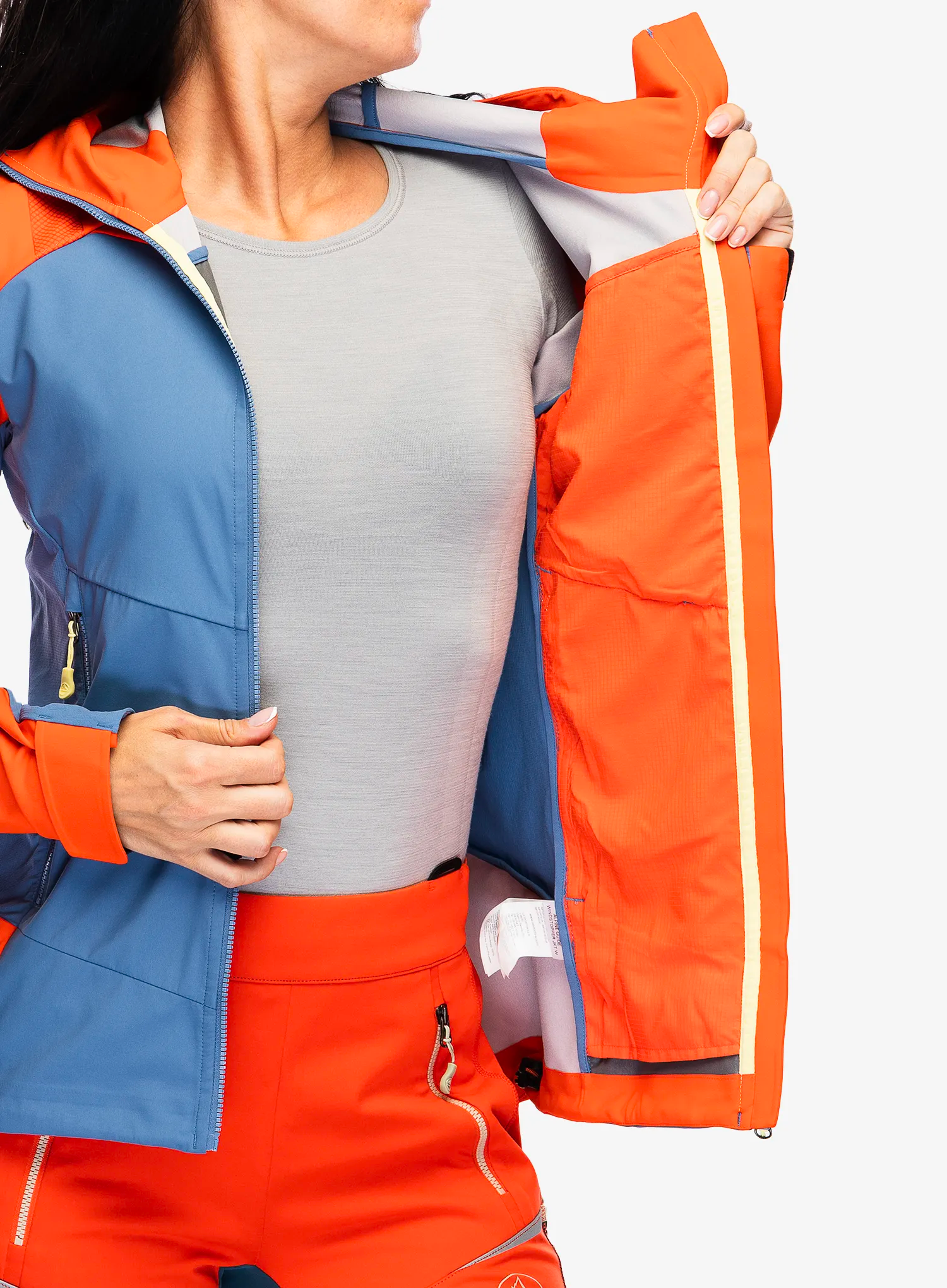 Geaca softshell femei La Sportiva Alpine Guide Windstopper Jacket - moonlight/cherry tomato