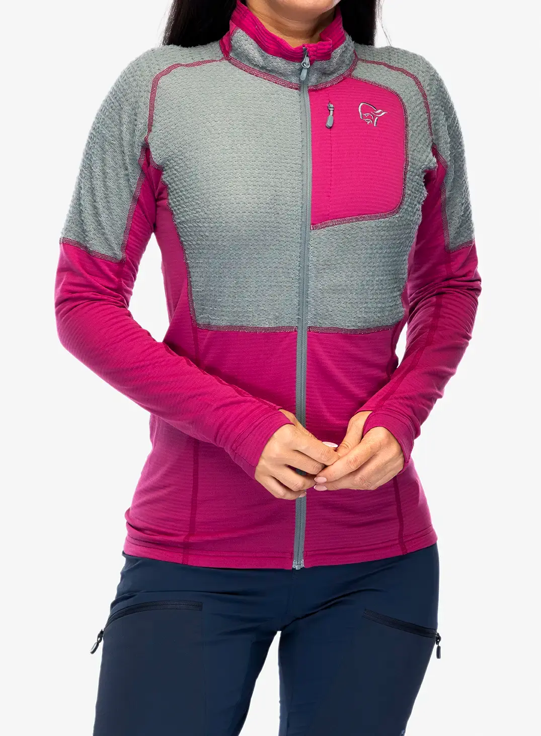Hanorac fleece femei Norrona Lyngen Alpha90 Jacket - festival fuchsia