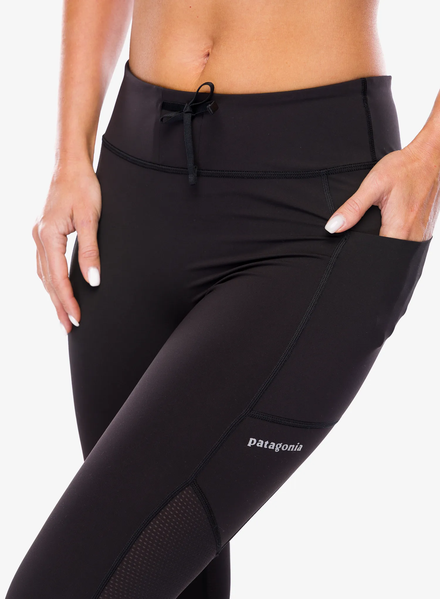 Pantaloni strâmți de damă Patagonia Endless Run 7/8 Tights - black