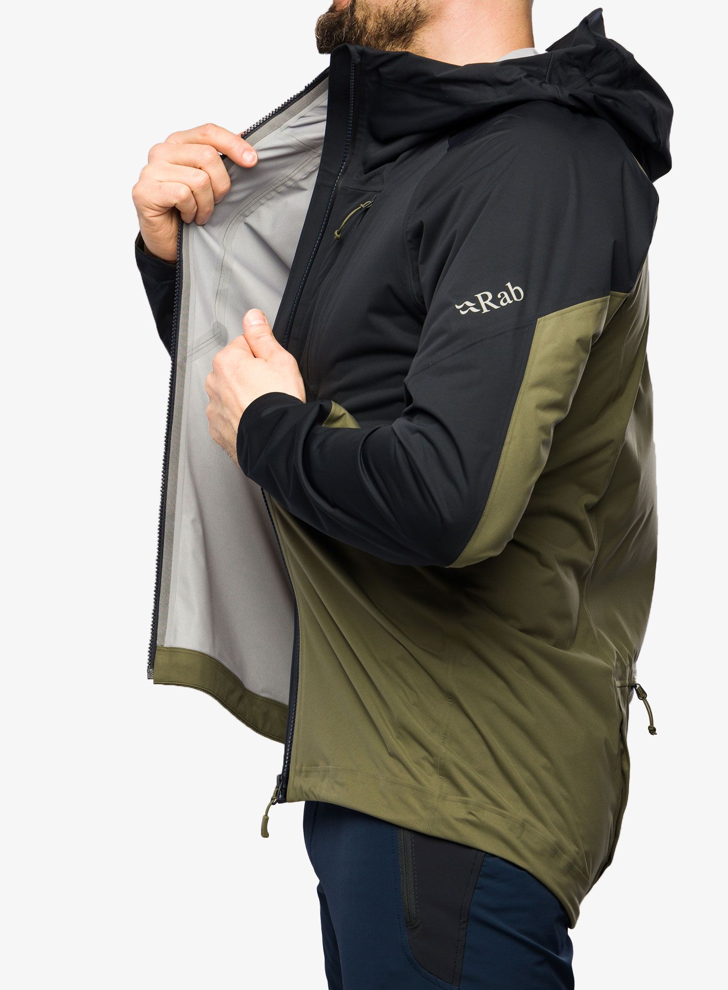 Geaca impermeabila Rab Cinder Kinetic Jacket - light khaki/beluga