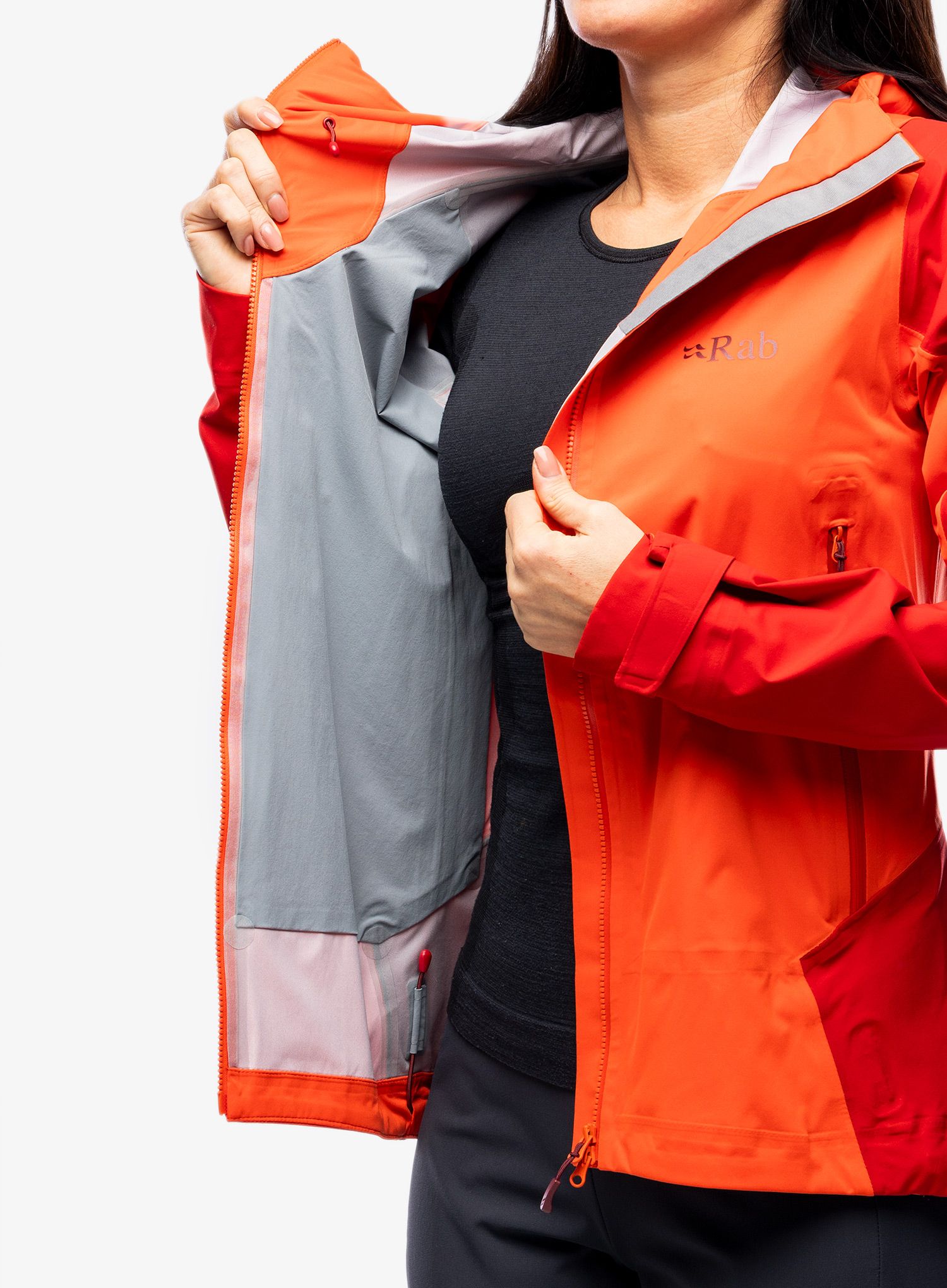 Geaca de ploaie femei Rab Kinetic Alpine 2.0 Jacket - red grapefruit