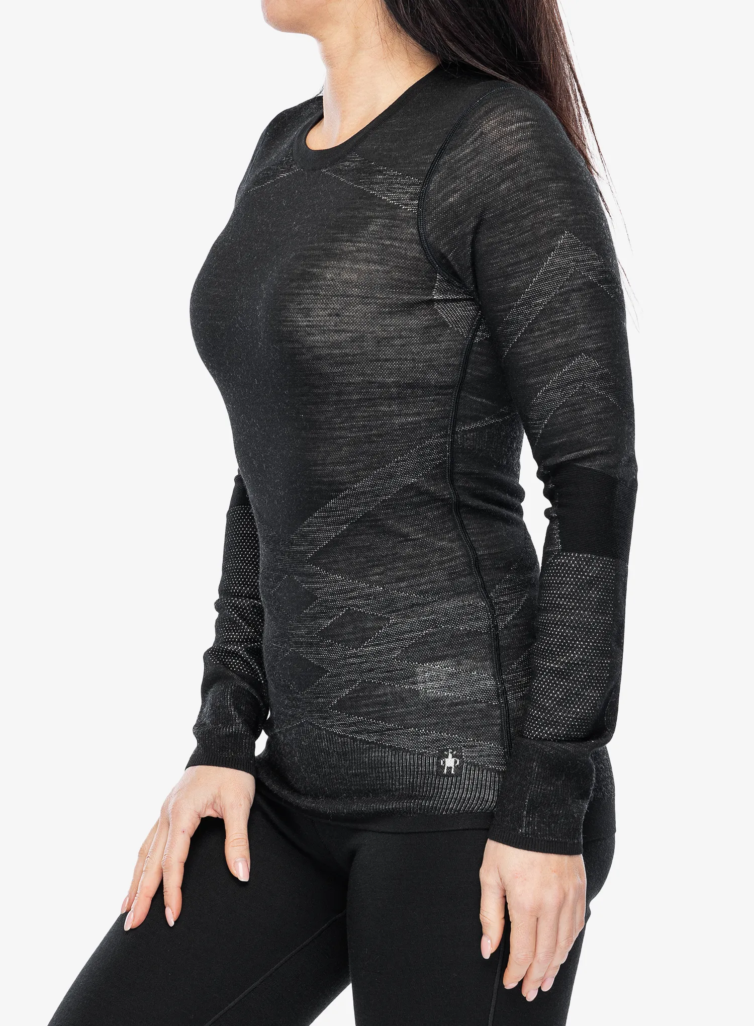 Hanorac femei Smartwool Intraknit Merino 200 Crew - black/white