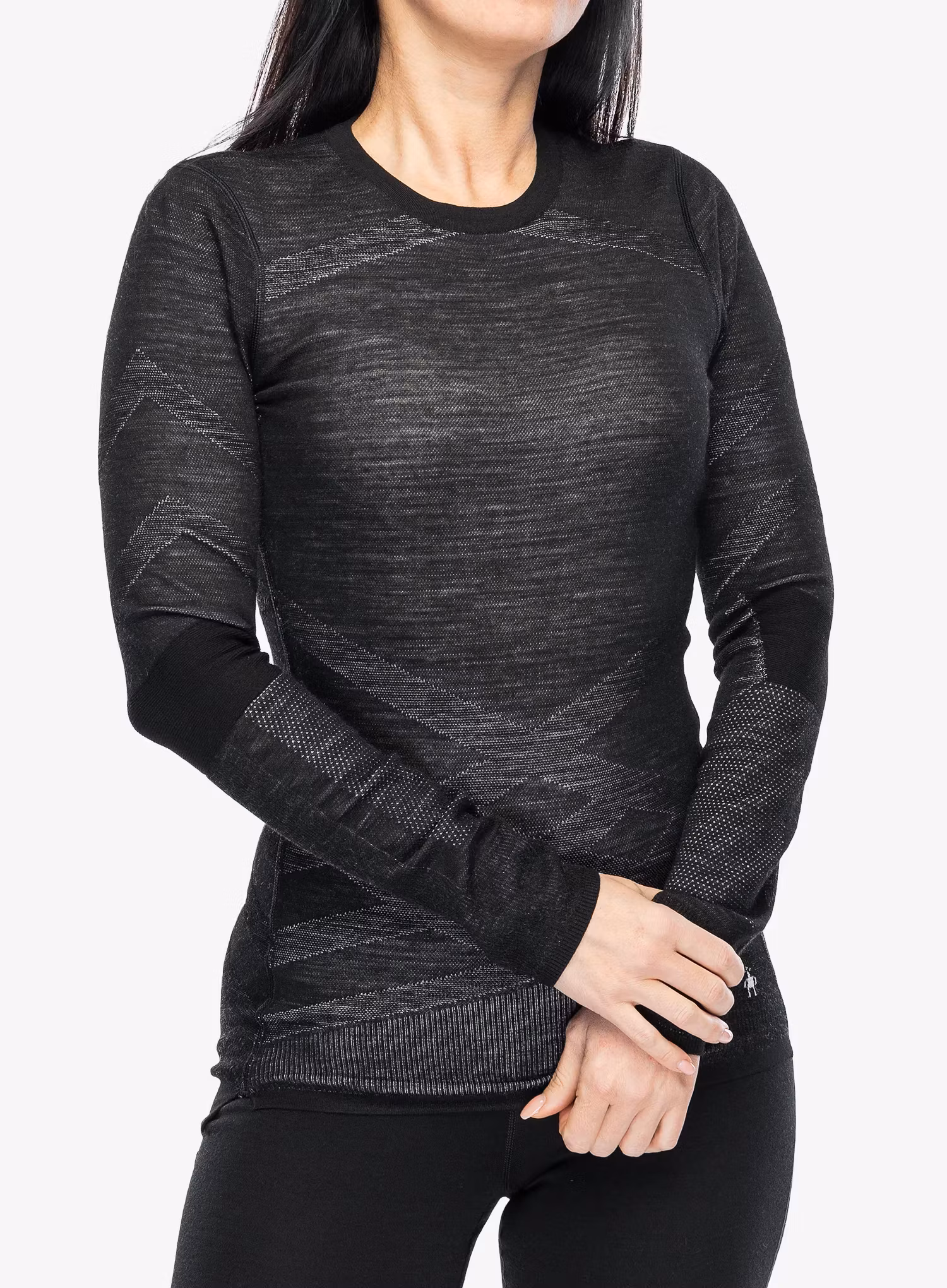 Hanorac femei Smartwool Intraknit Merino 200 Crew - black/white