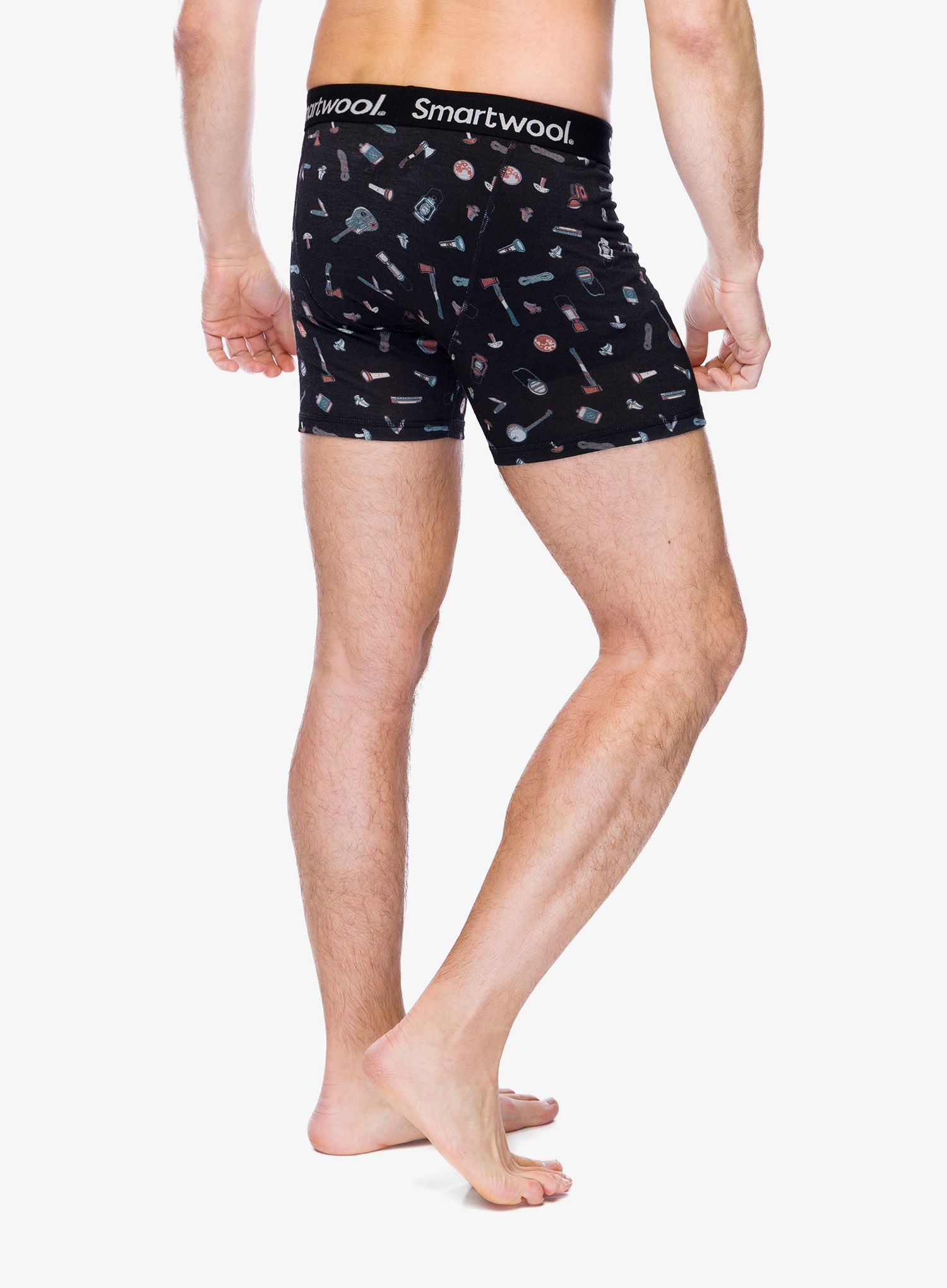 Boxeri Smartwool Merino Print Boxer Brief Boxed - black gone camping