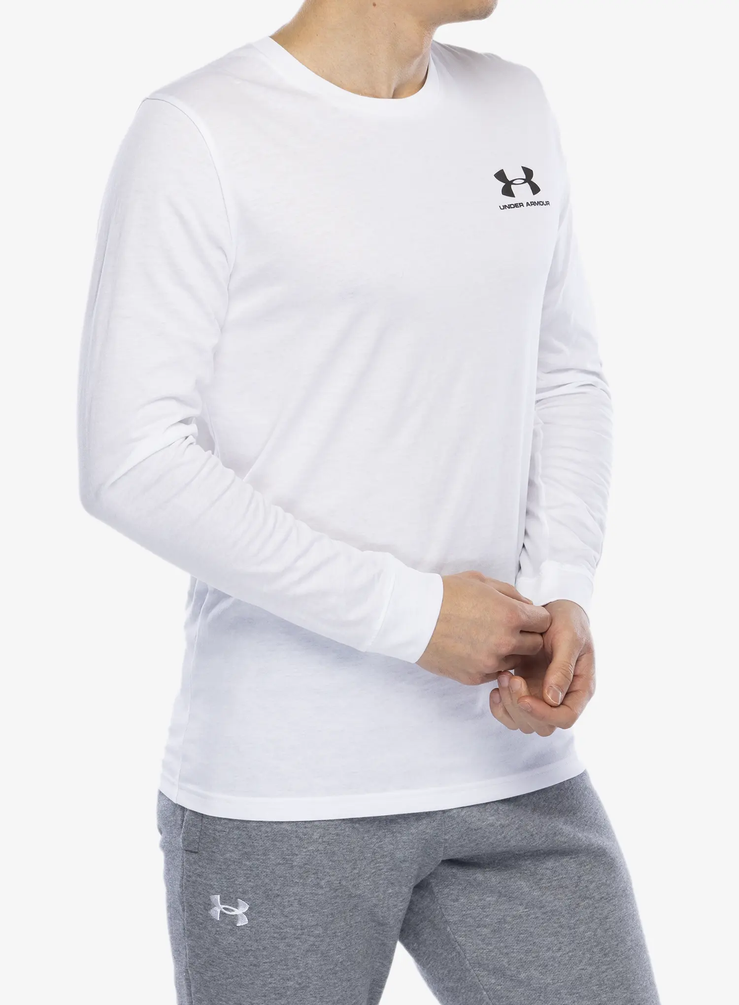 Tricou maneca lunga Under Armour Sportstyle Left Chest LS - white/black