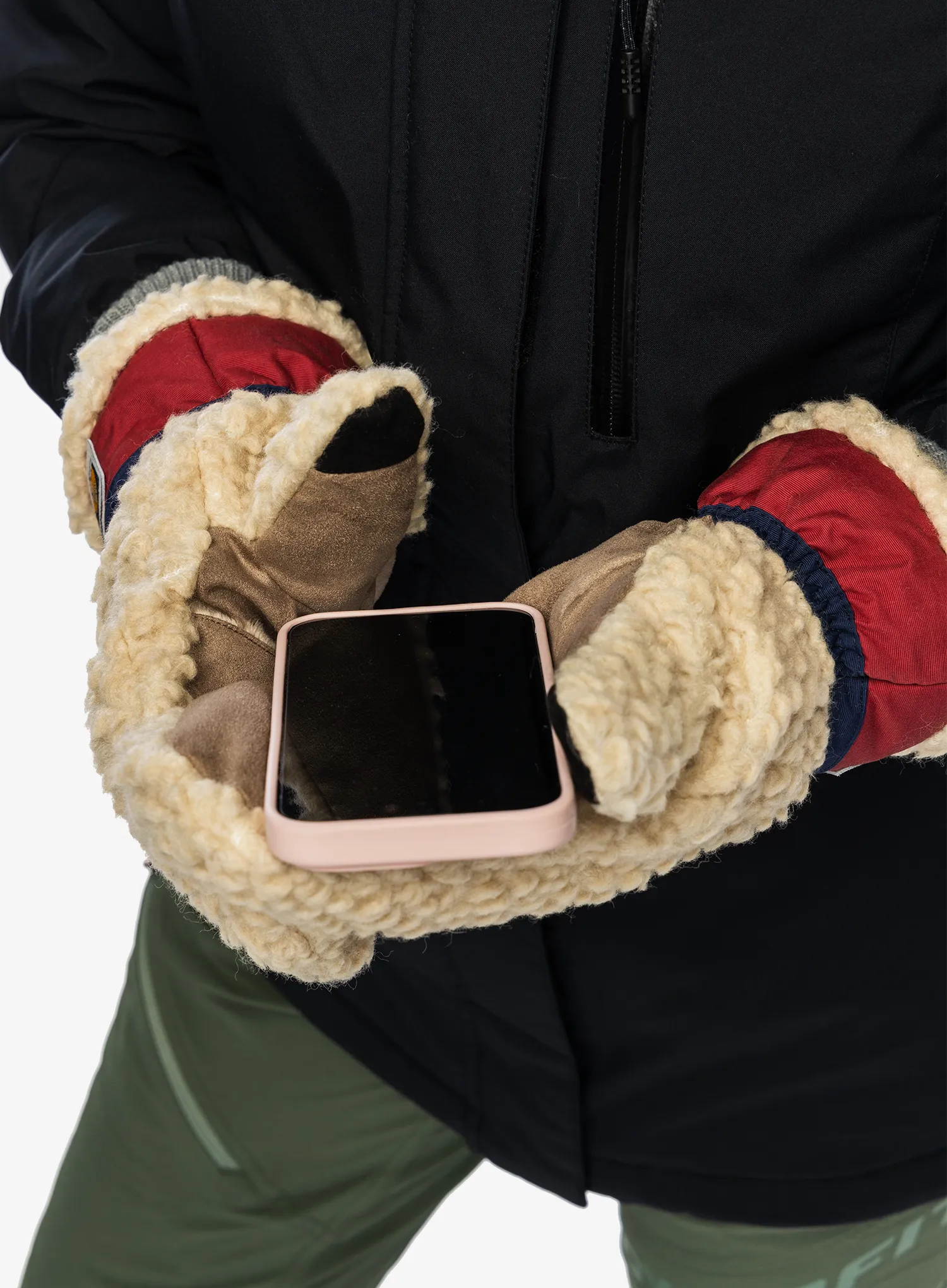 Mănuși lână Elmer EM354 Teddy Mitten - beige/wine