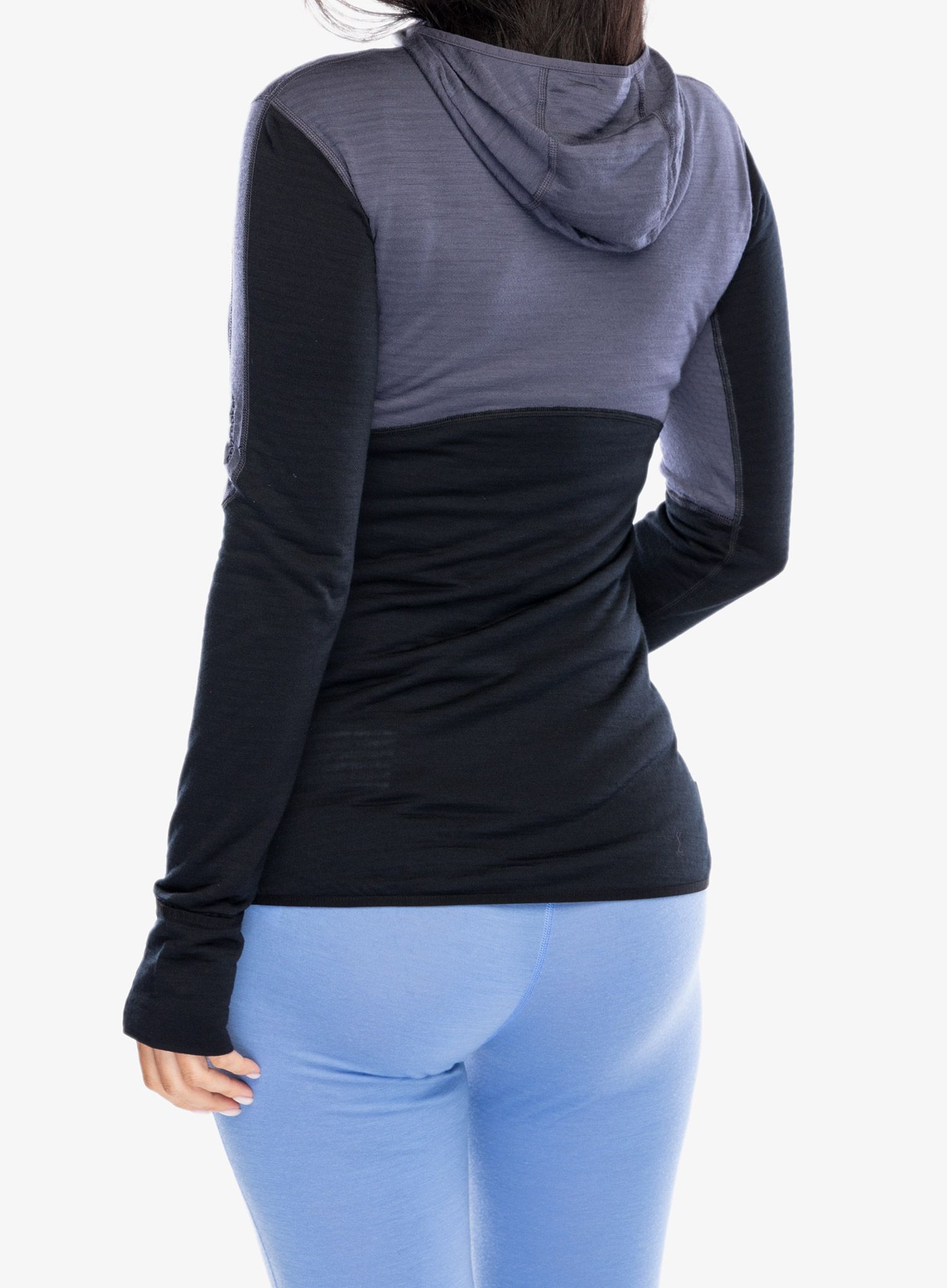 Hanorac cu gluga femei Icebreaker Merino 200 Realfleece Descender LS Zip Hoodie - graphite/black/cb