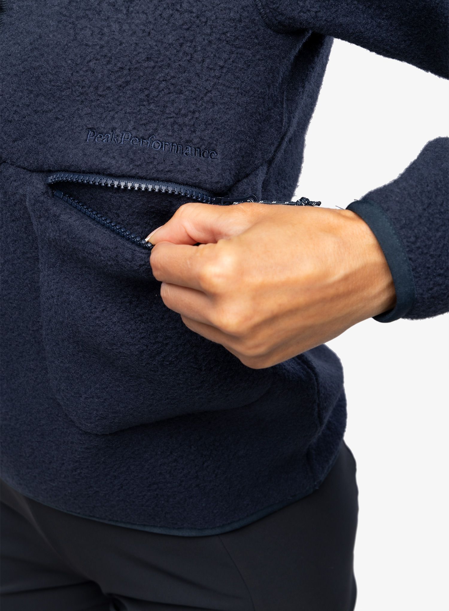 Fleece femei Peak Performance Fleece Snap T-Neck - blue shadow