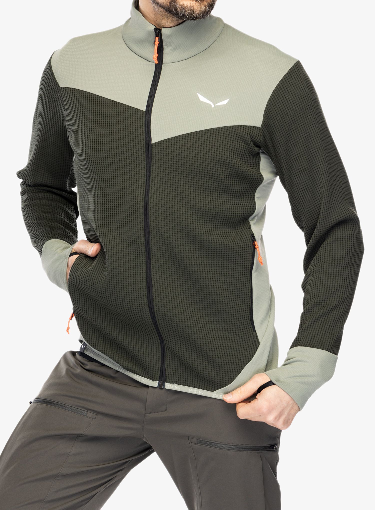 Hanorac fleece Salewa Puez Waffle Hyb PL Jacket  - olive/shadow