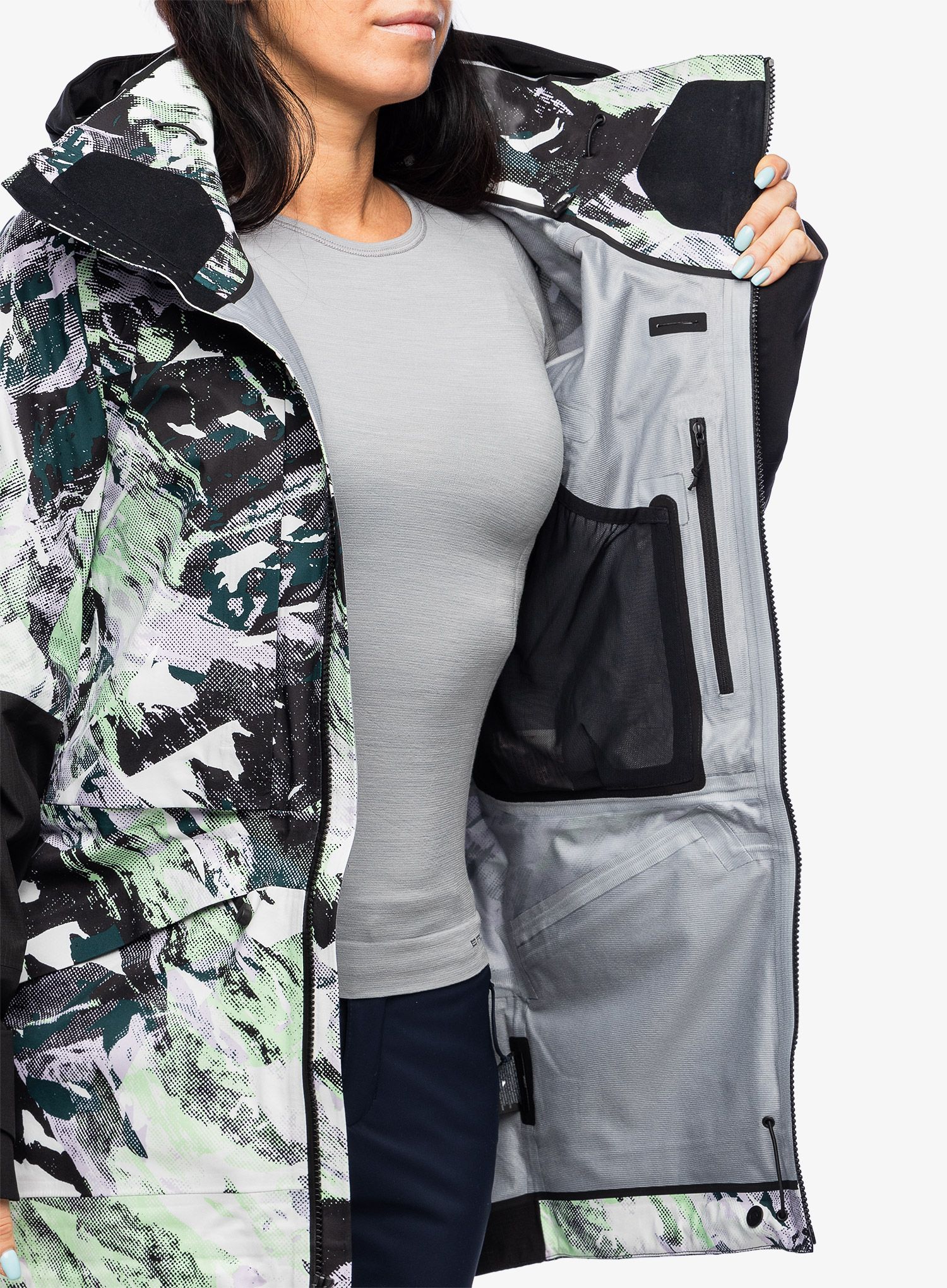 Geaca femei The North Face Summit Verbier Futurelight Jacket - ptngrnsmtmtscprint/tnfblk