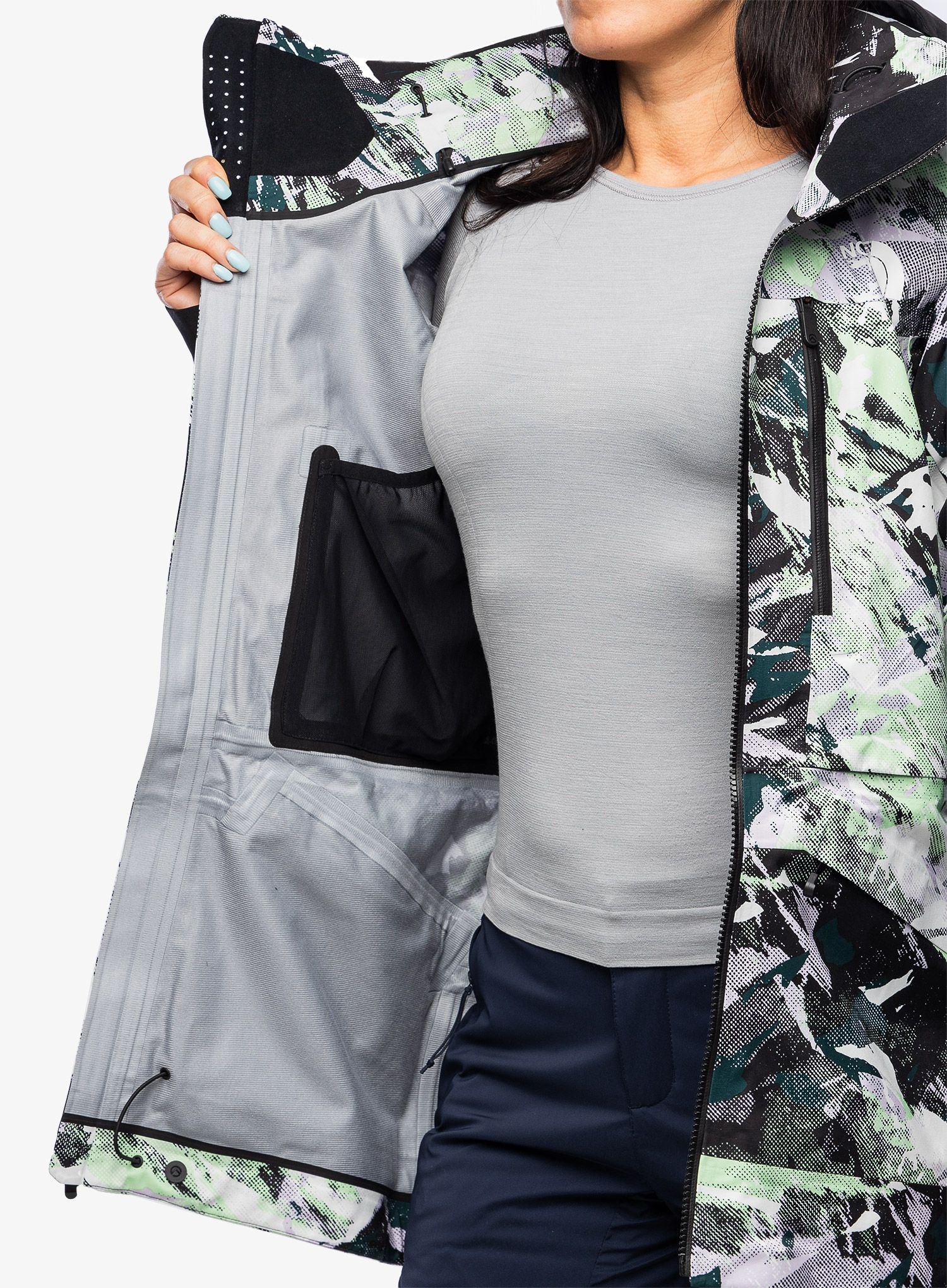 Geaca femei The North Face Summit Verbier Futurelight Jacket - ptngrnsmtmtscprint/tnfblk