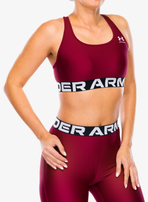 Sutien sport Under Armour HeatGear Authentics Mid Branded Bra - cardinal/white