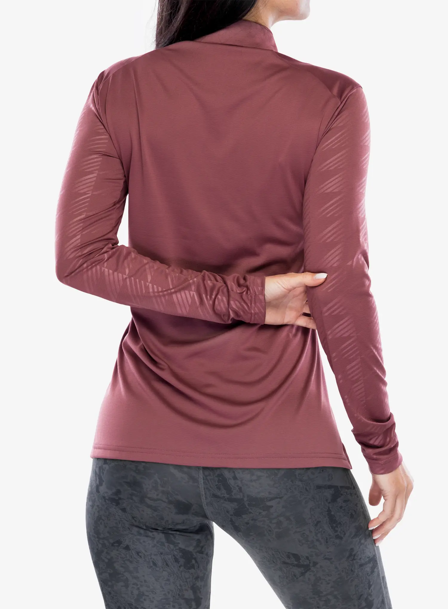 Hanorac femei adidas TERREX Multi Half-Zip LS Tee - quiet crimson