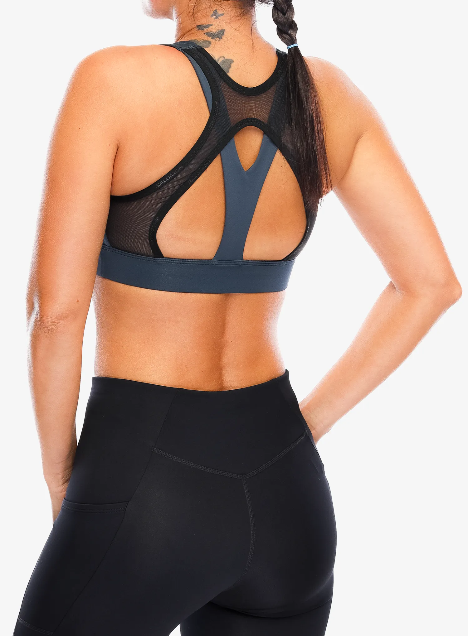 Sutien sport Salomon Cross Run Bra - midnight navy/deep black