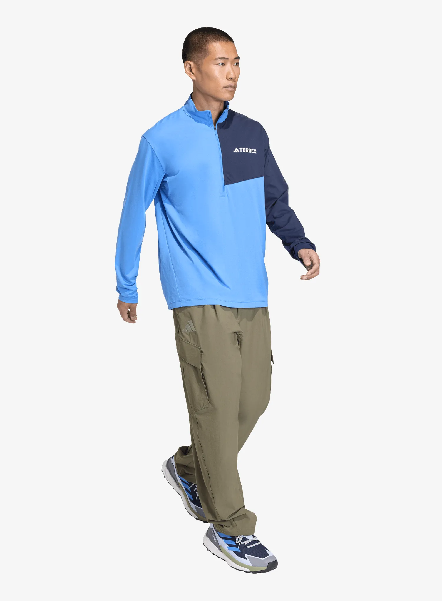 Hanorac fara gluga adidas TERREX Multi Climacool 1/2 Zip Long Sleeve Top - ray blue