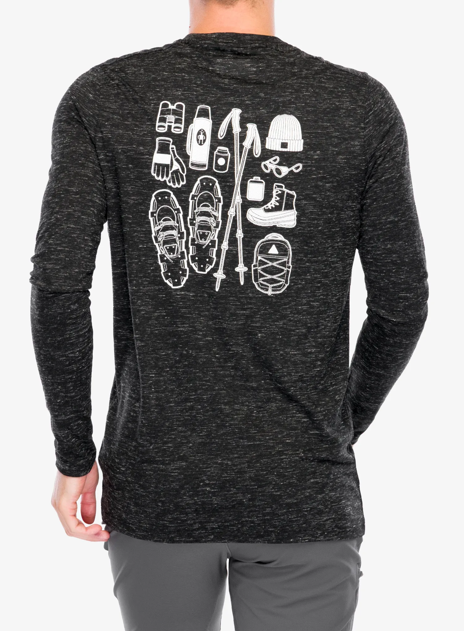 Hanorac fara gluga Smartwool Merino Hemp Blend Gear Up Long Sleeve Graphic Tee - black heather