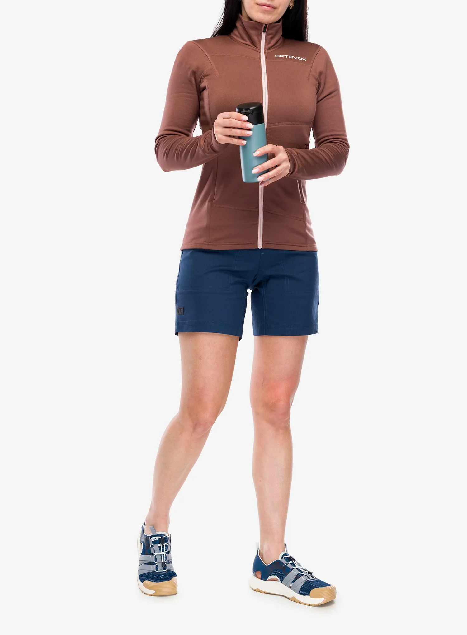 Hanorac fara gluga femei Ortovox Fleece Light Jacket - chestnut