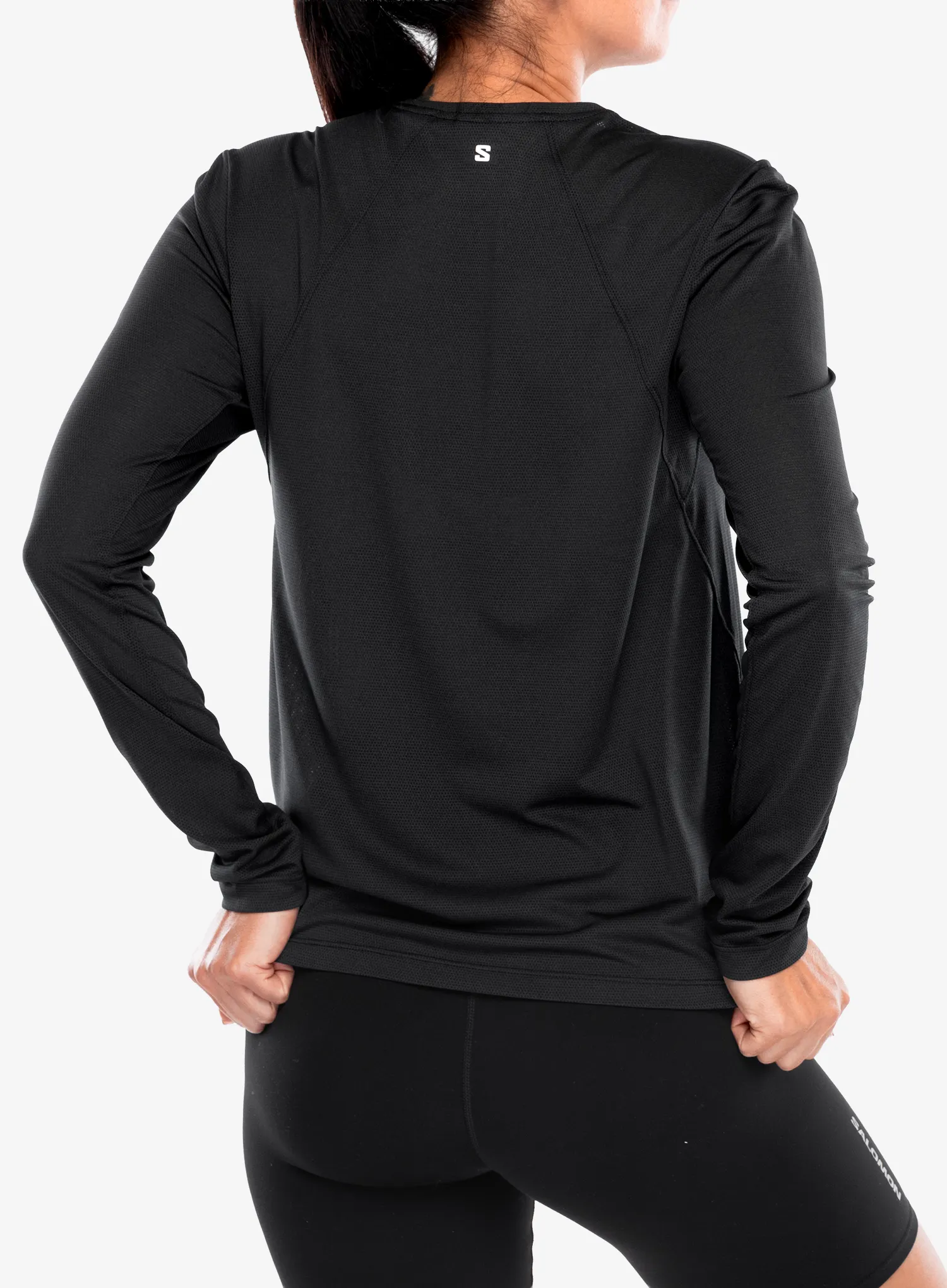 Hanorac fara gluga femei Salomon Shkout Core LS Tee - deep black
