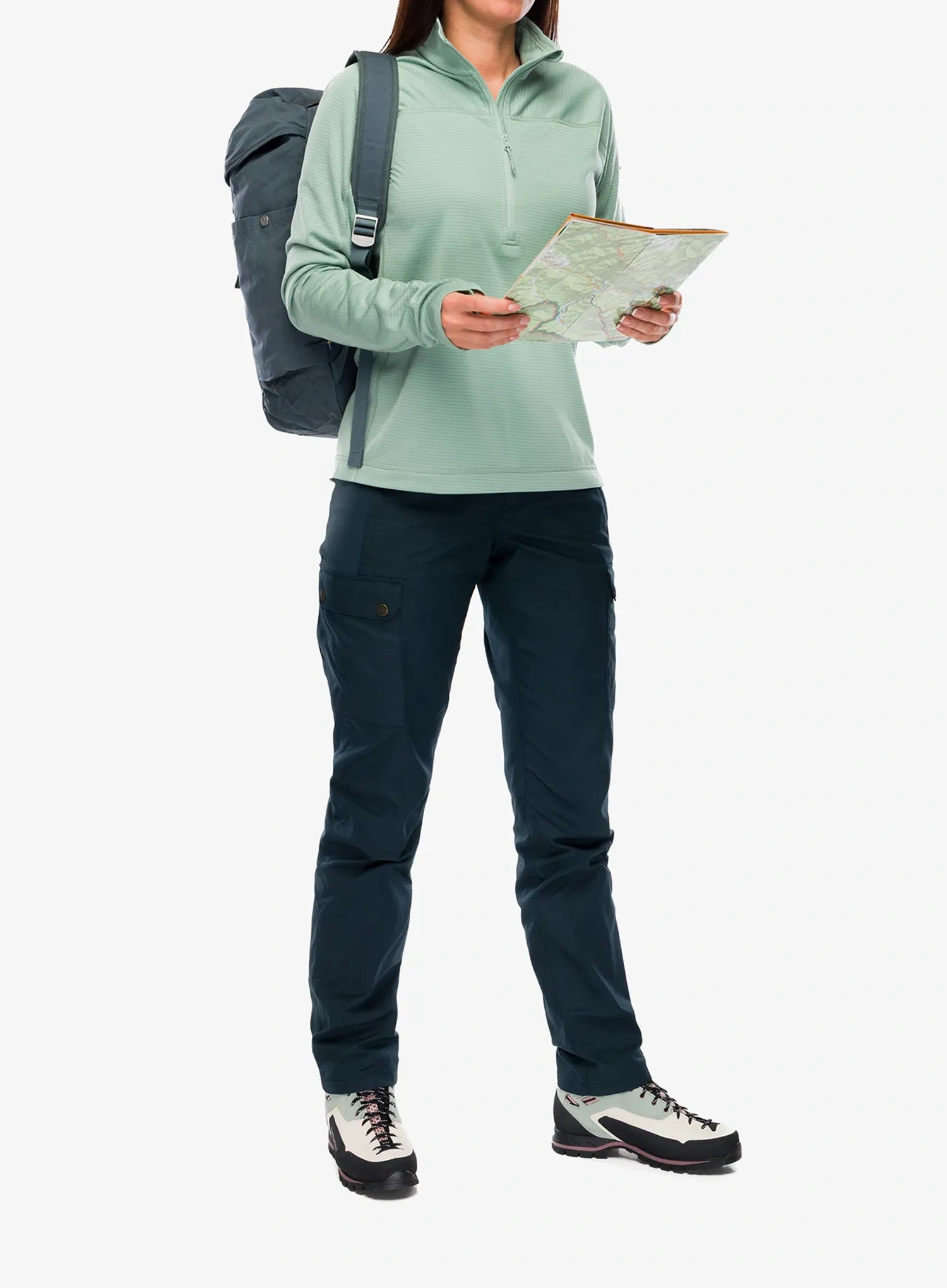 Hanorac femei Fjallraven Abisko Lite Fleece Half Zip - misty green