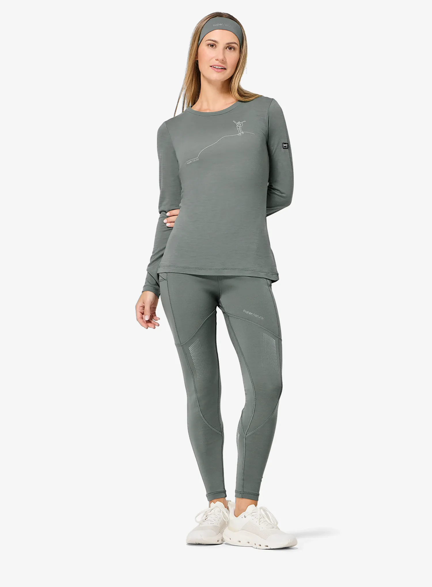 Hanorac femei Super.natural Berggluck LS - eucalyptus/feather grey