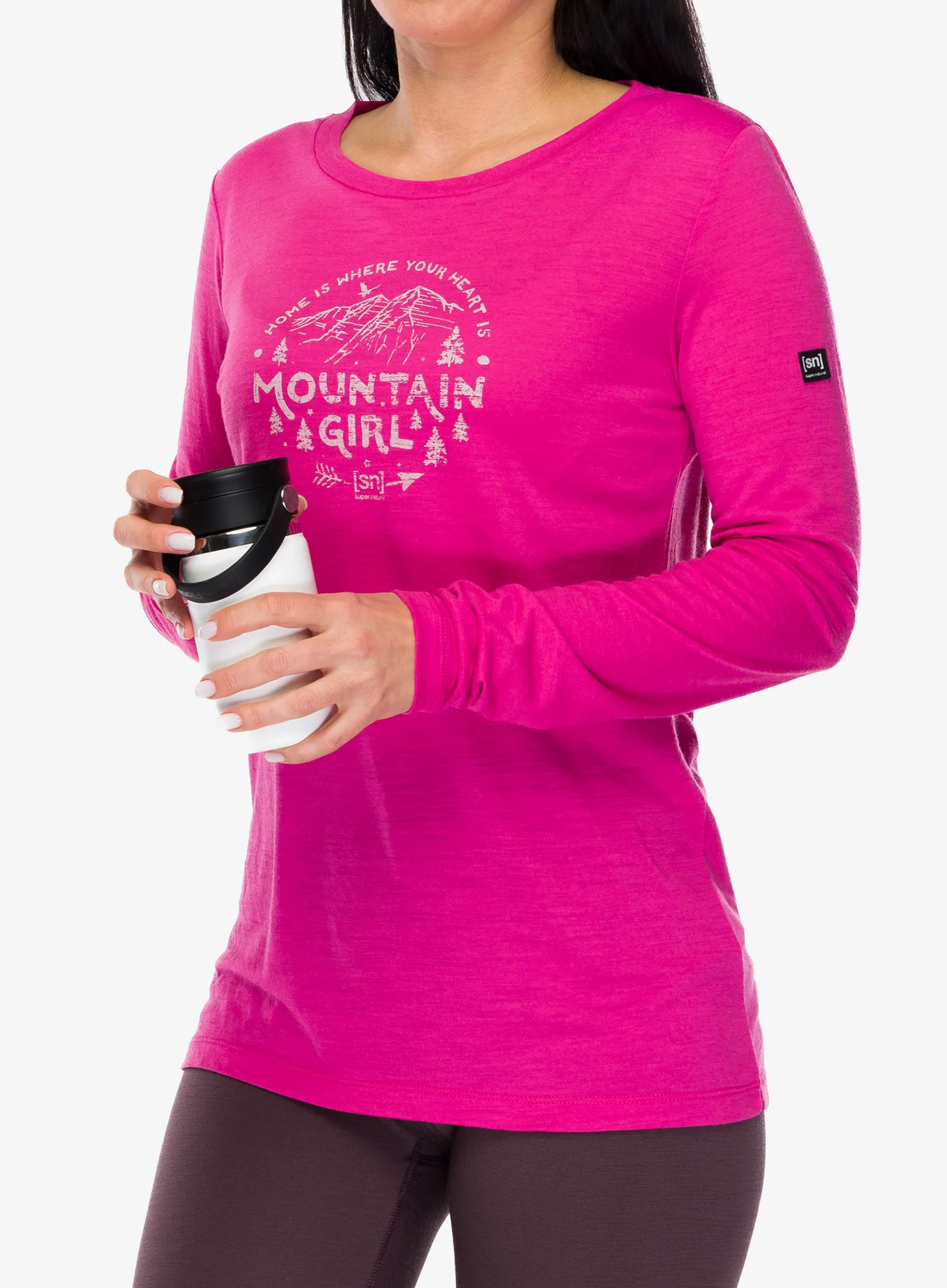 Hanorac femei Super.natural Mountain Girl LS - pinky rose/white stone