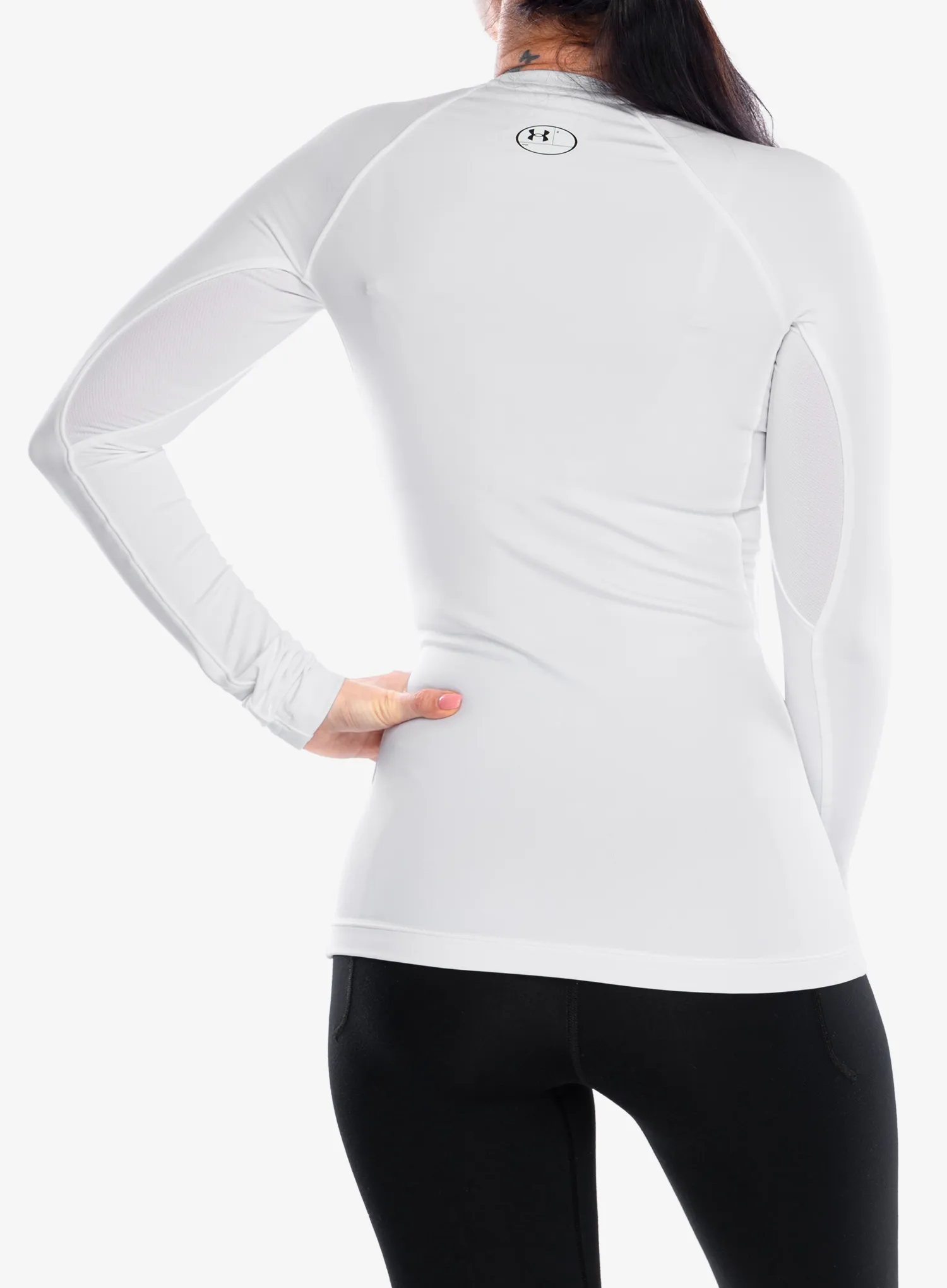Hanorac femei Under Armour ColdGear Authentics Crew - white/black