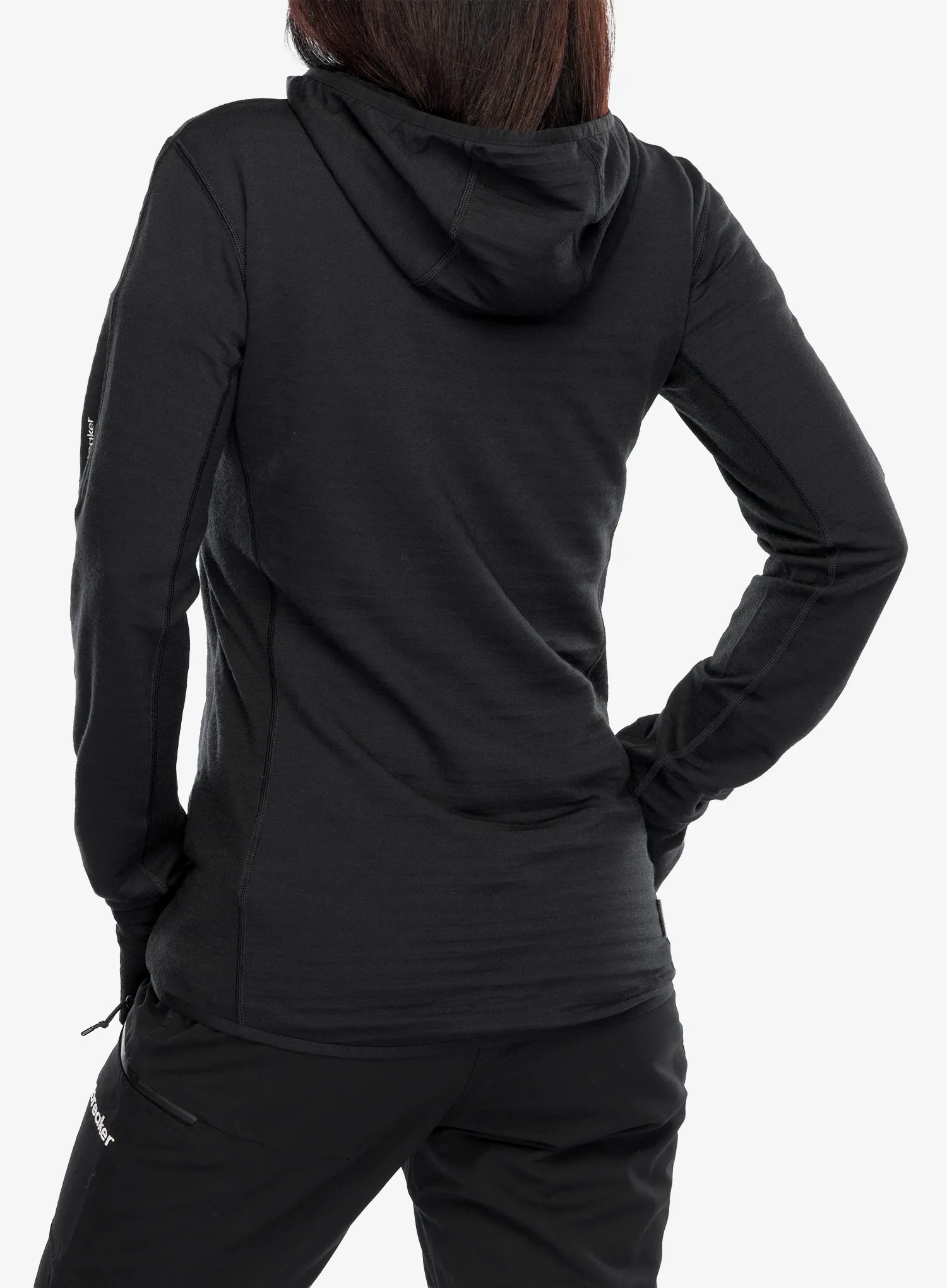 Hanorac cu gluga femei Icebreaker Merino Blend 300 RealFleece Descender LS Zip Hoodie - black