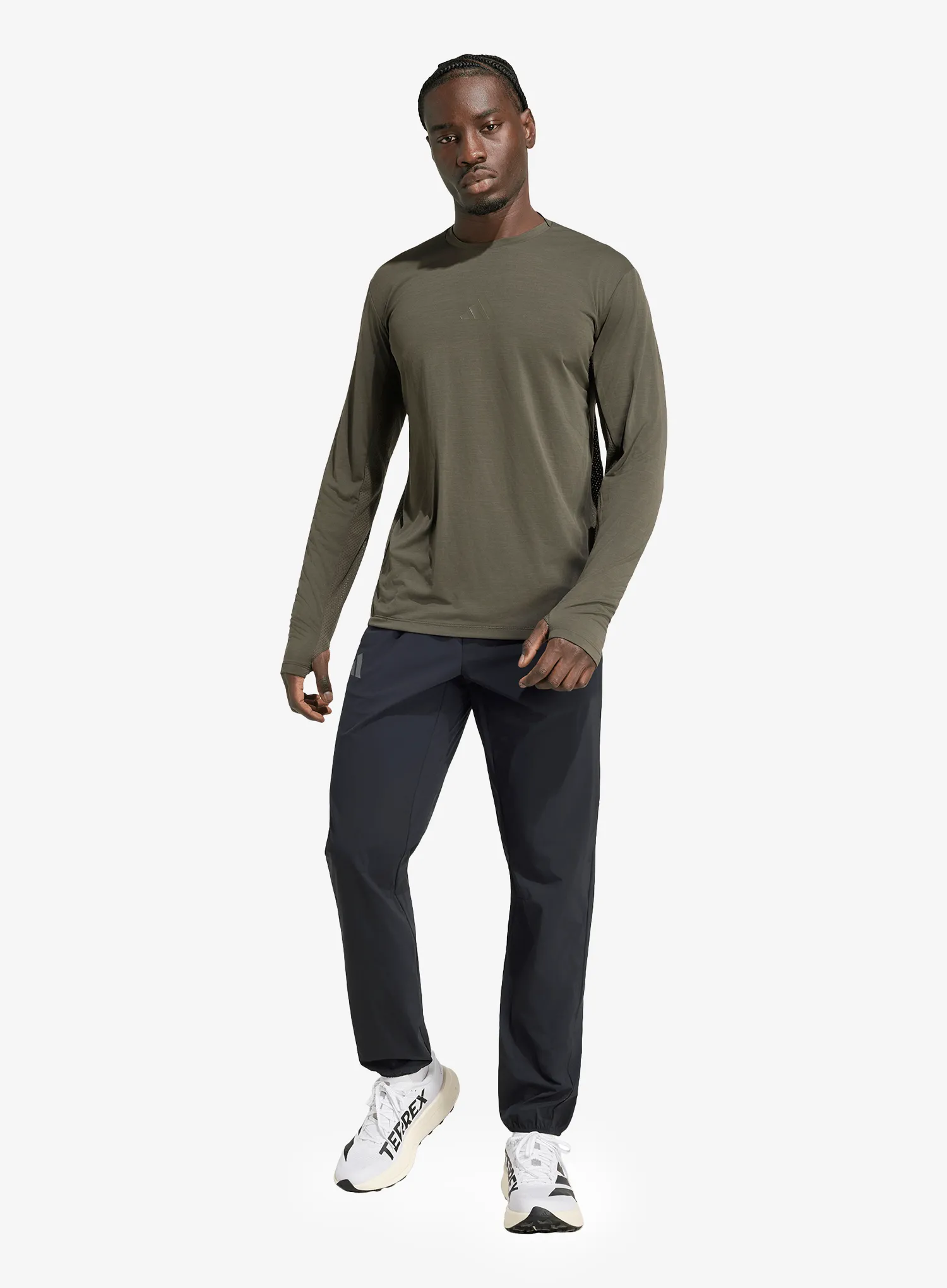 Hanorac alergare adidas TERREX Xperior Long Sleeve Tee - shadow olive