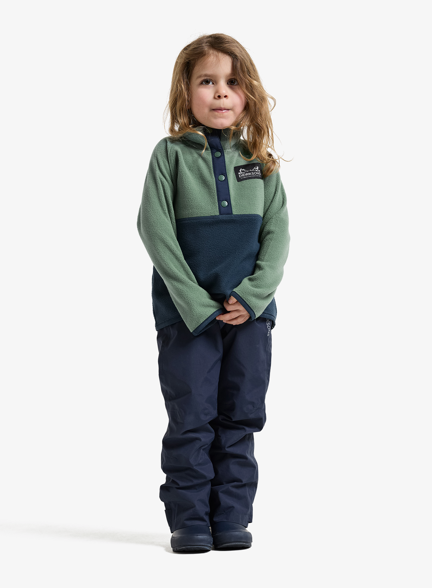 Hanorac pentru copii Didriksons Monte Half Button 6 - dark moss