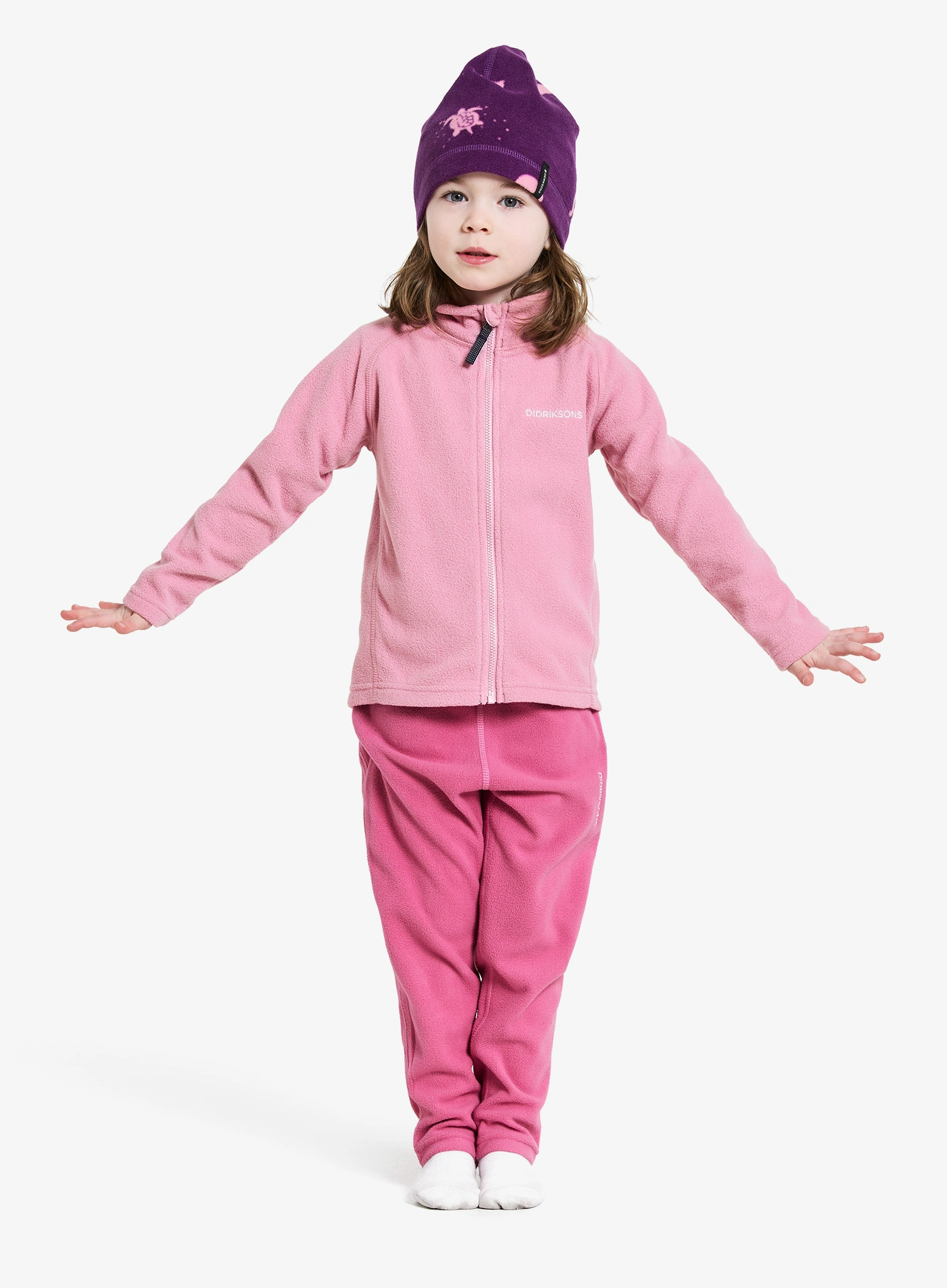 Hanorac pentru fete Didriksons Monte Full Zip - light heather pink