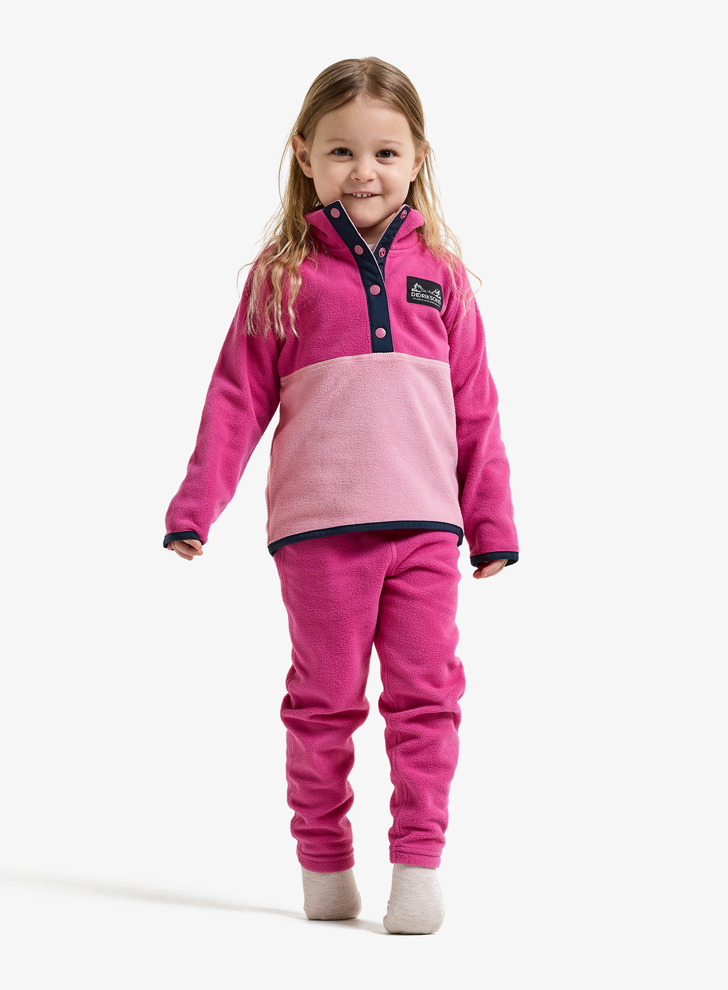 Hanorac pentru fete Didriksons Monte Half Button 6 - cactus pink
