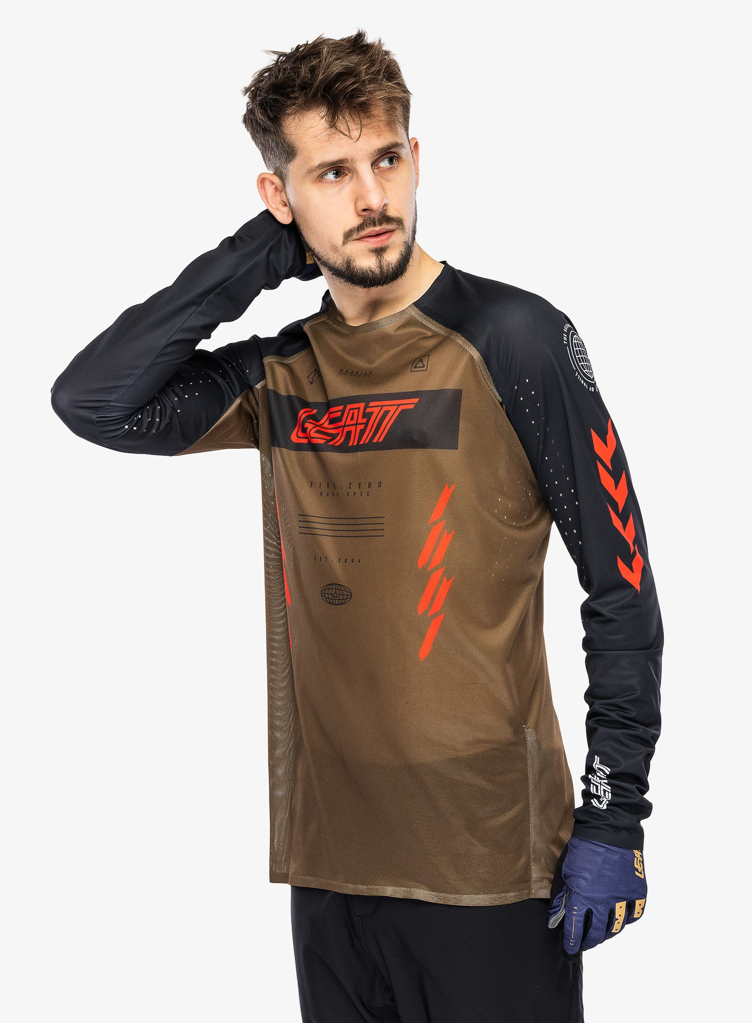 Hanorac ciclism Leatt MTB 5.0 Gravity Jersey - race brown