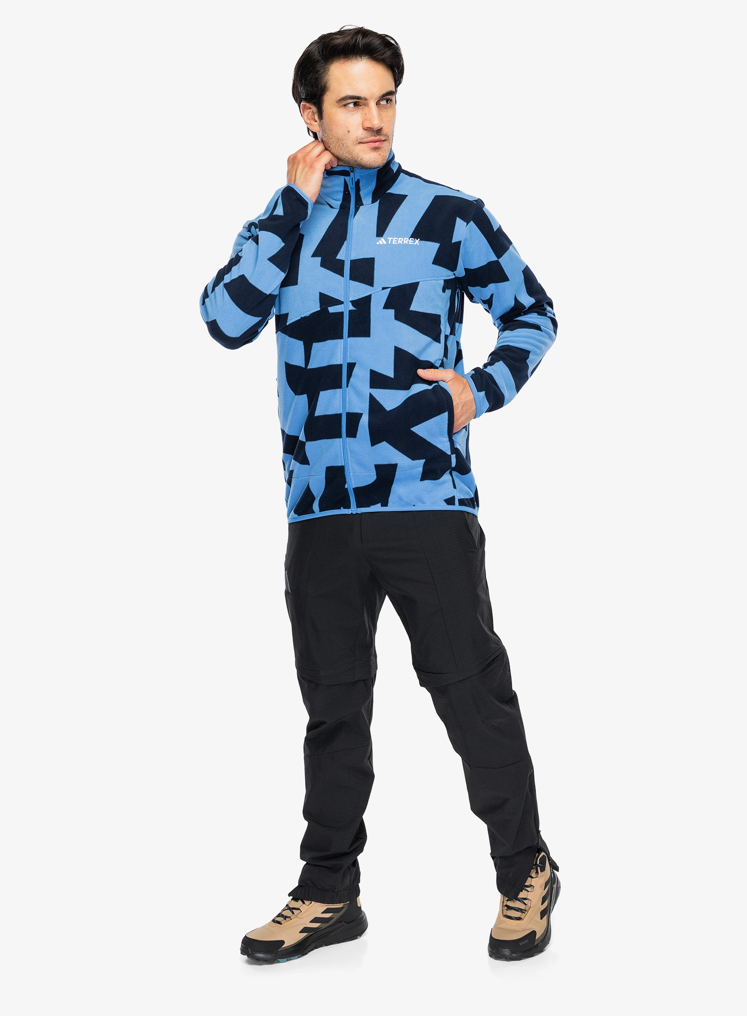 Hanorac fleece adidas TERREX Multi Printed Full-Zip Fleece Jacket - ray blue/legend ink