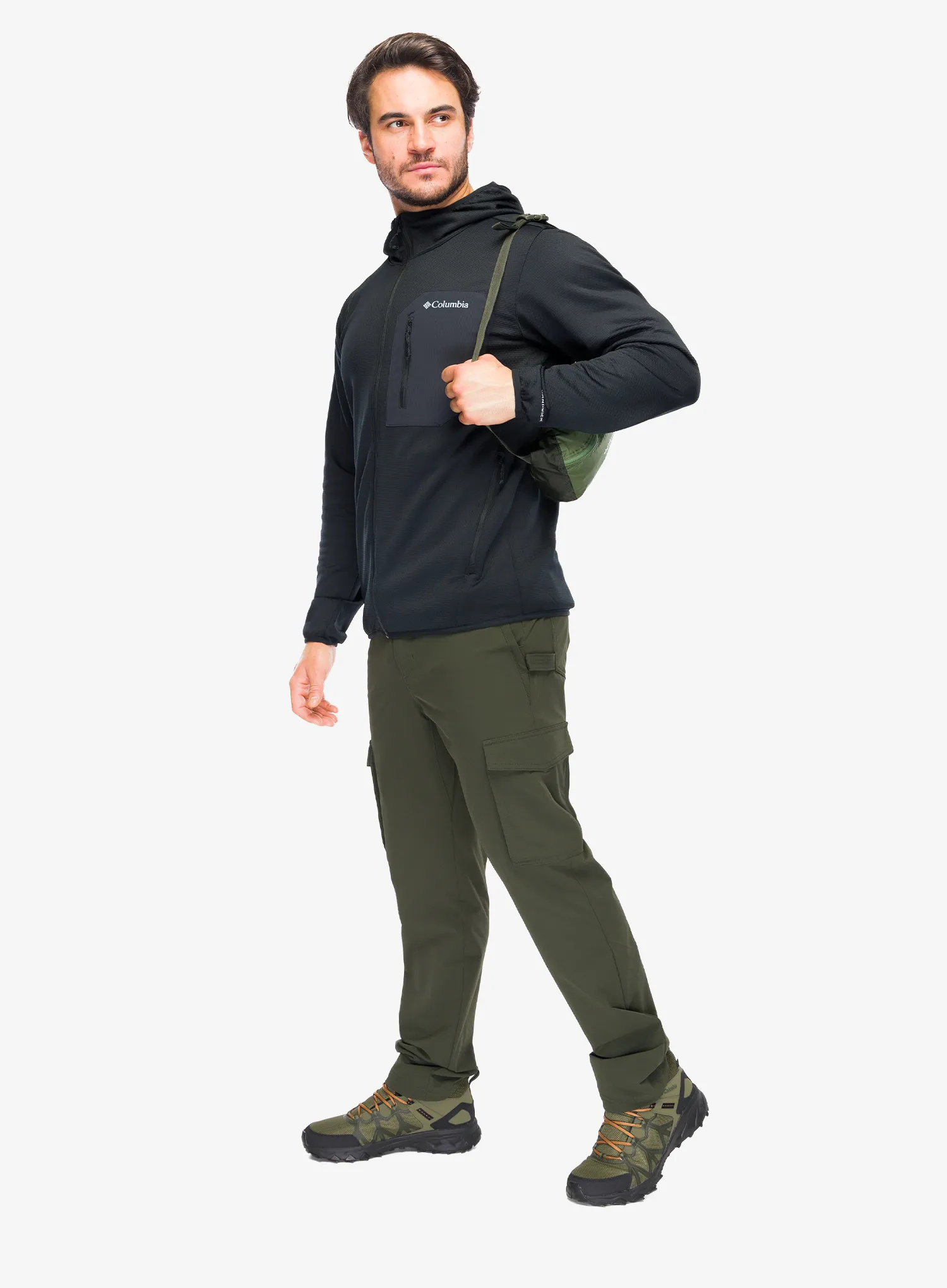 Hanorac fleece Columbia Tall Heights Hooded Grid Fleece Full Zip - black