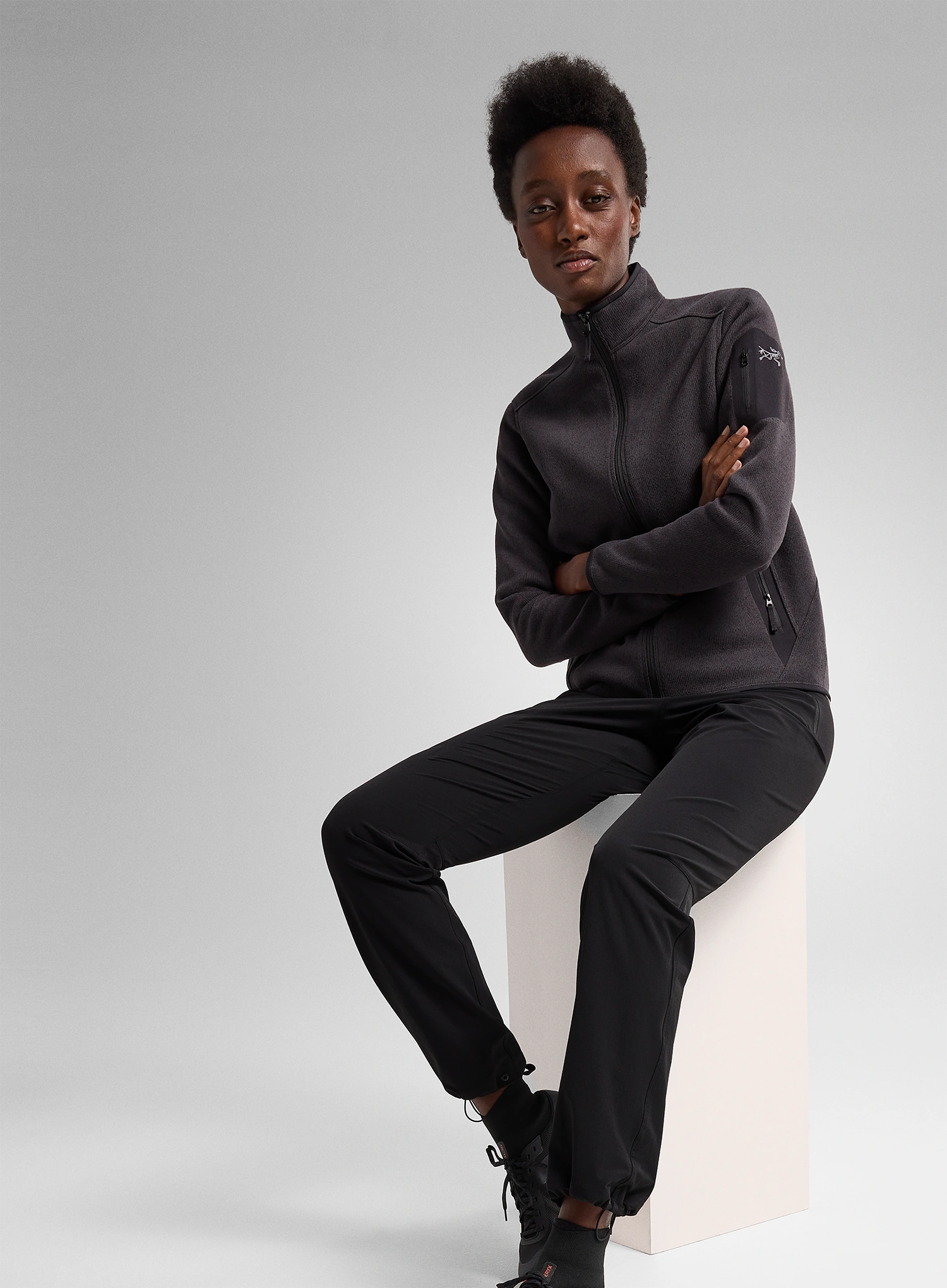 Hanorac fleece femei Arcteryx Covert Cardigan - black