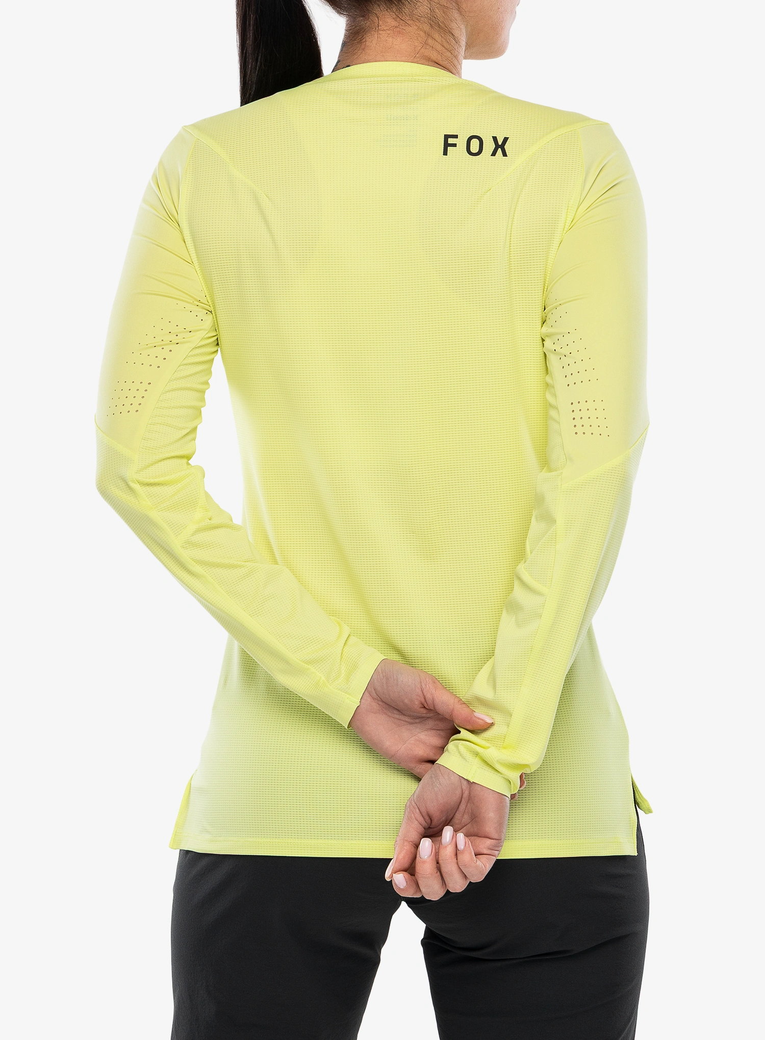 Hanorac ciclism femei Fox Flexair LS Jersey - lime