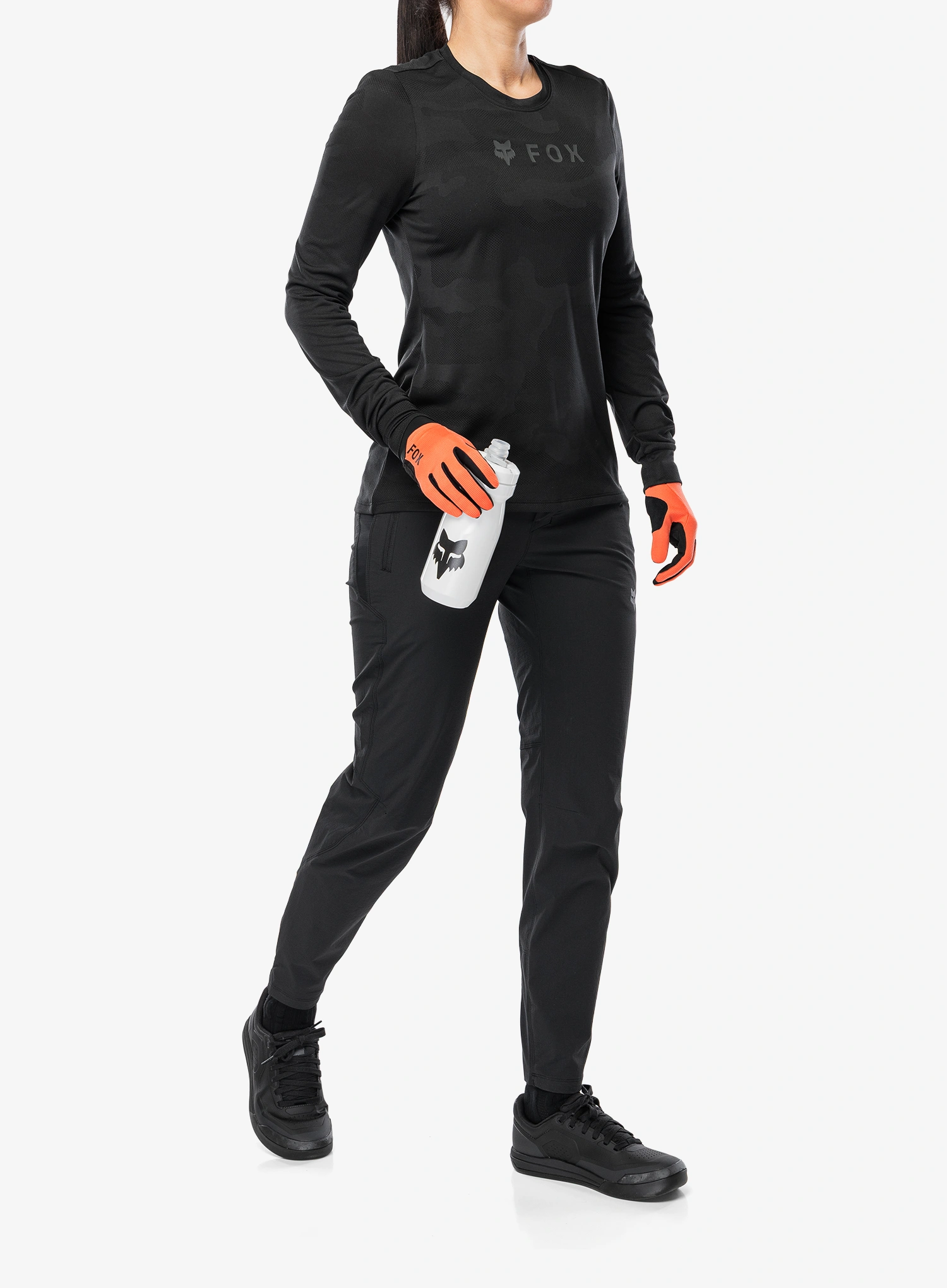 Hanorac ciclism femei Fox Ranger Tru Dri LS Jersey - black
