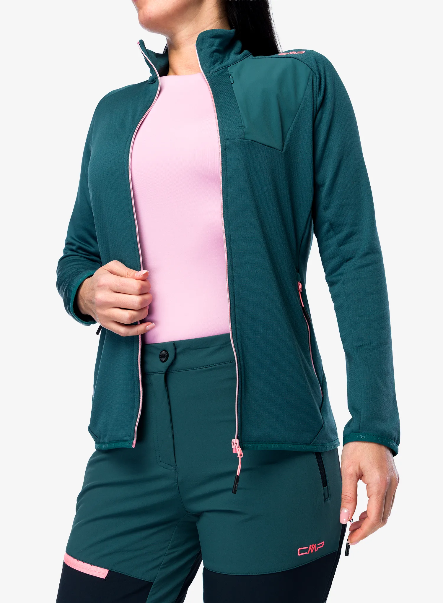 Hanorac cu fermoar femei CMP Zyphera - trek green