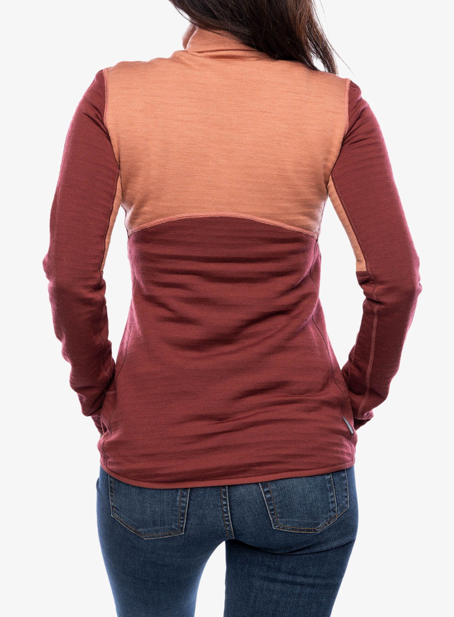 Hanorac cu fermoar femei Icebreaker Merino 400 RealFleece Descender LS Zip - cedar wood/port/cb