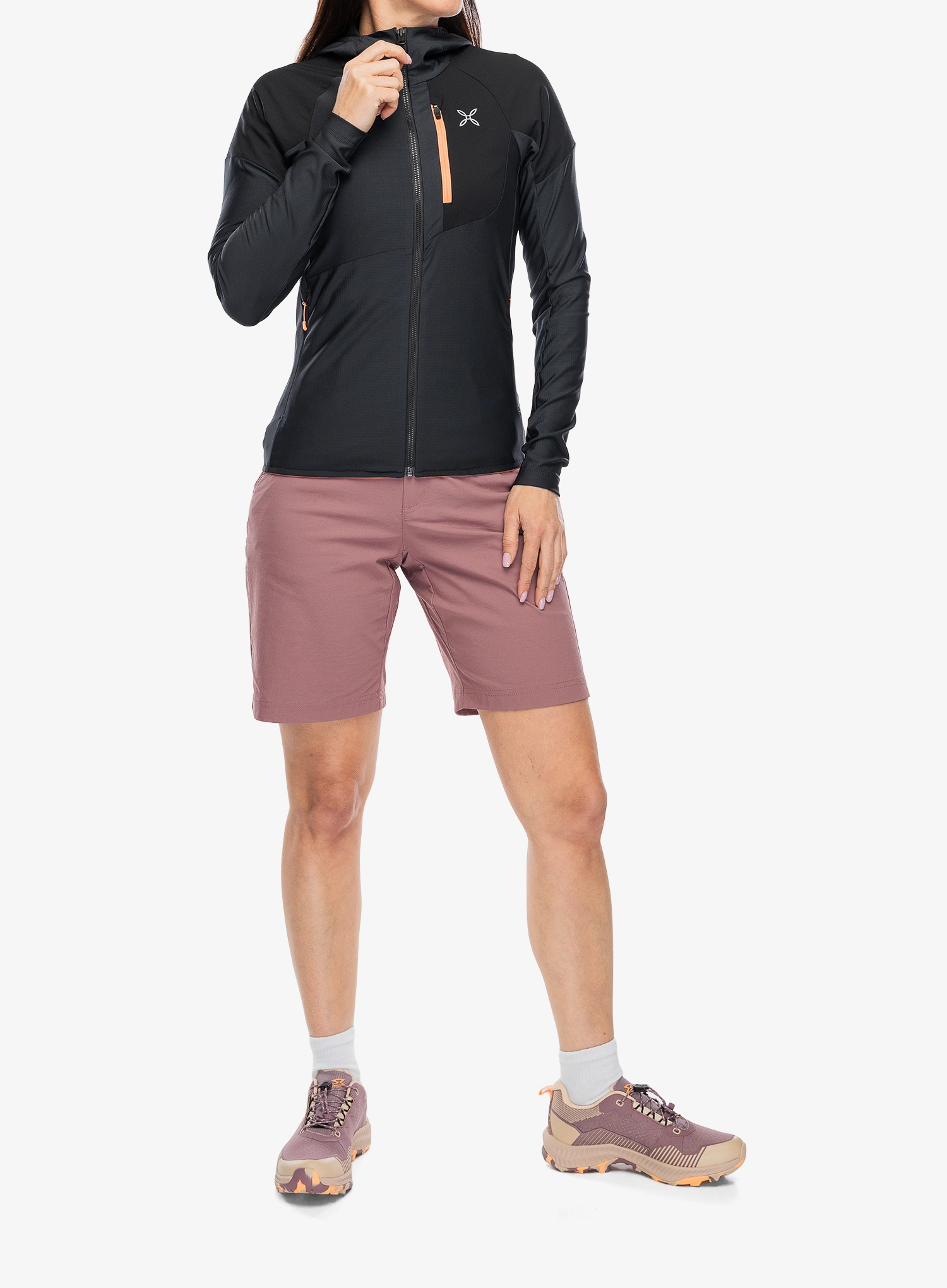 Hanorac cu fermoar femei Montura Spitze Hooded Maglia - anthracite/melon