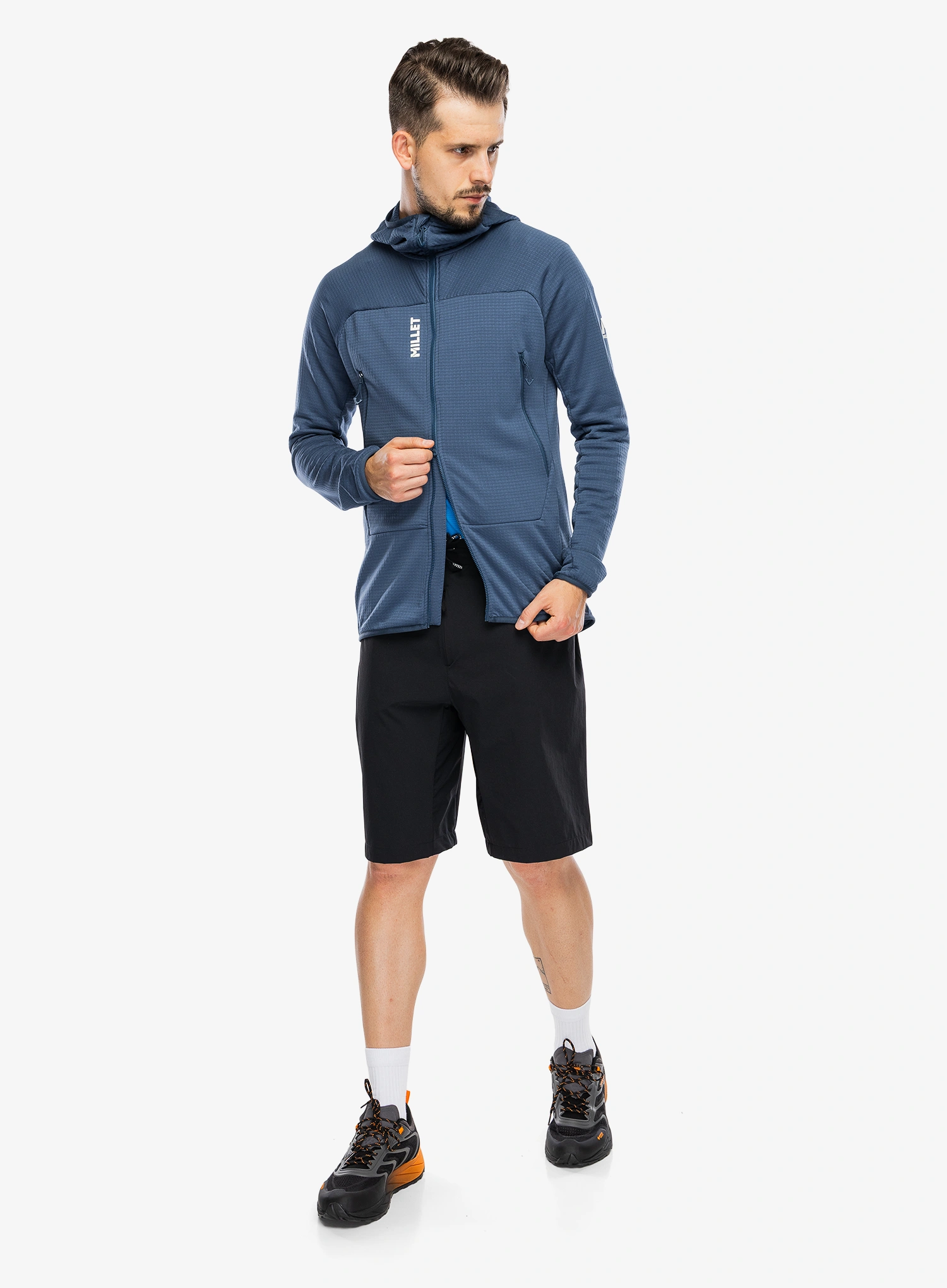 Hanorac descheiat Millet Fusion Grid Hoodie - dark denim