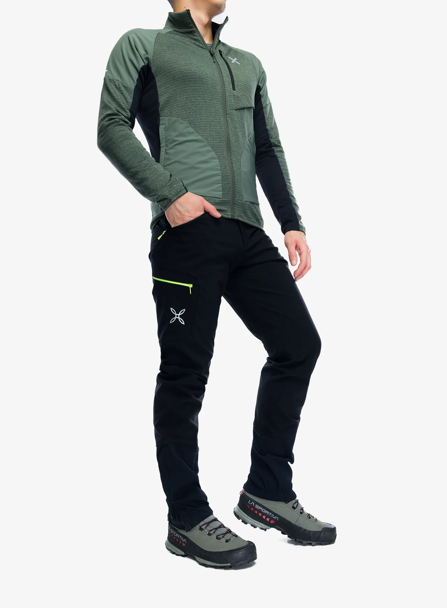 Hanorac descheiat Montura Thermal Grid 2 Maglia - sage green