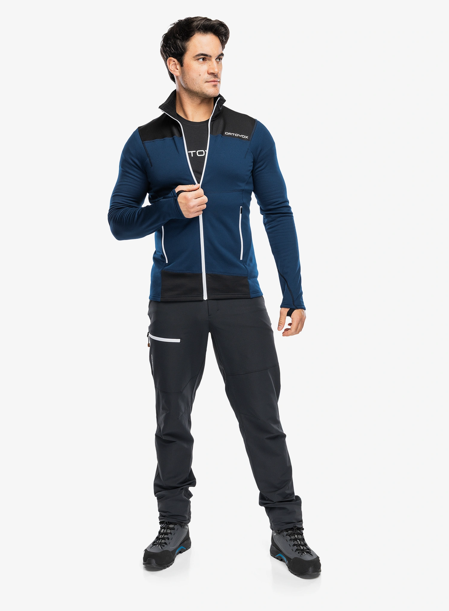 Hanorac descheiat Ortovox Fleece Light Jacket - deep ocean