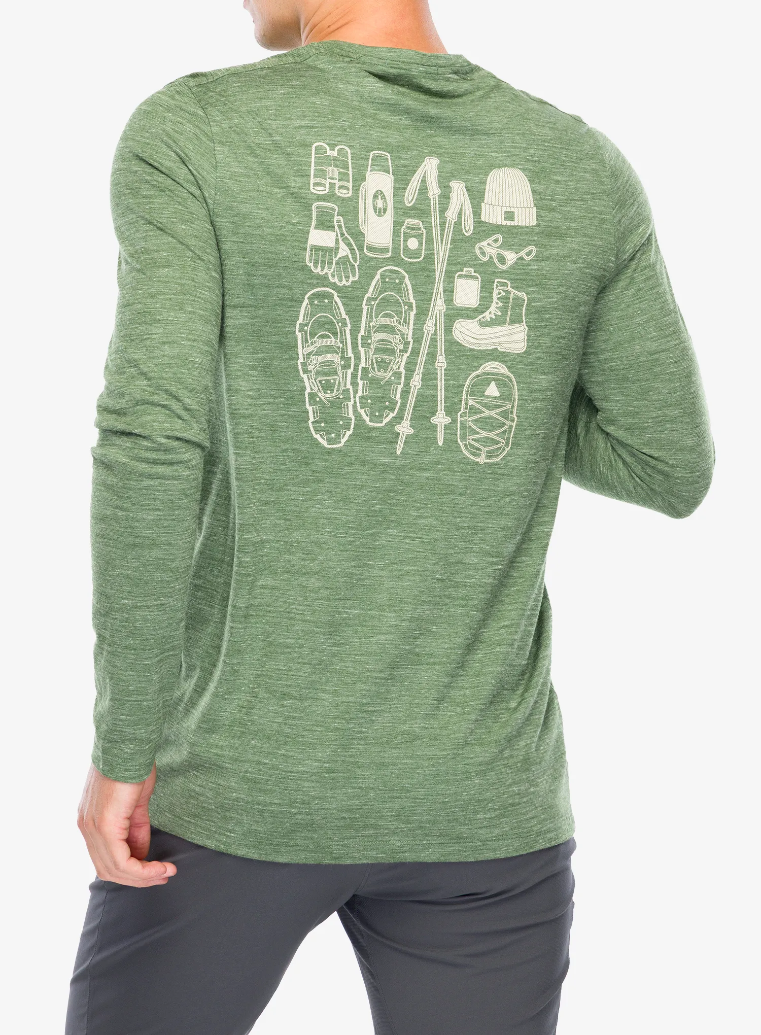 Hanorac Smartwool Merino Hemp Blend Gear Up Long Sleeve Graphic Tee - fern green heather