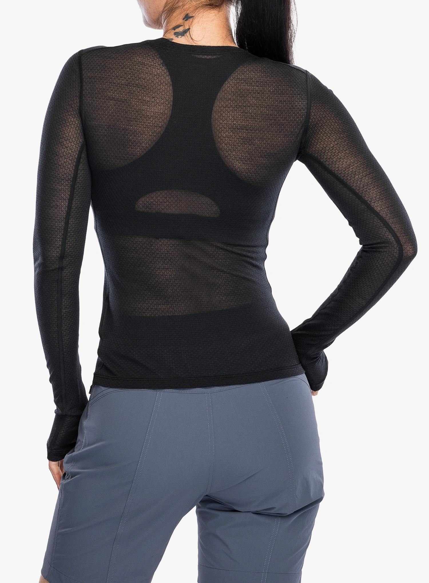Bluza de corp femei Icebreaker Merino Blend 75 Cool-Lite Featherlight LS Crewe - black