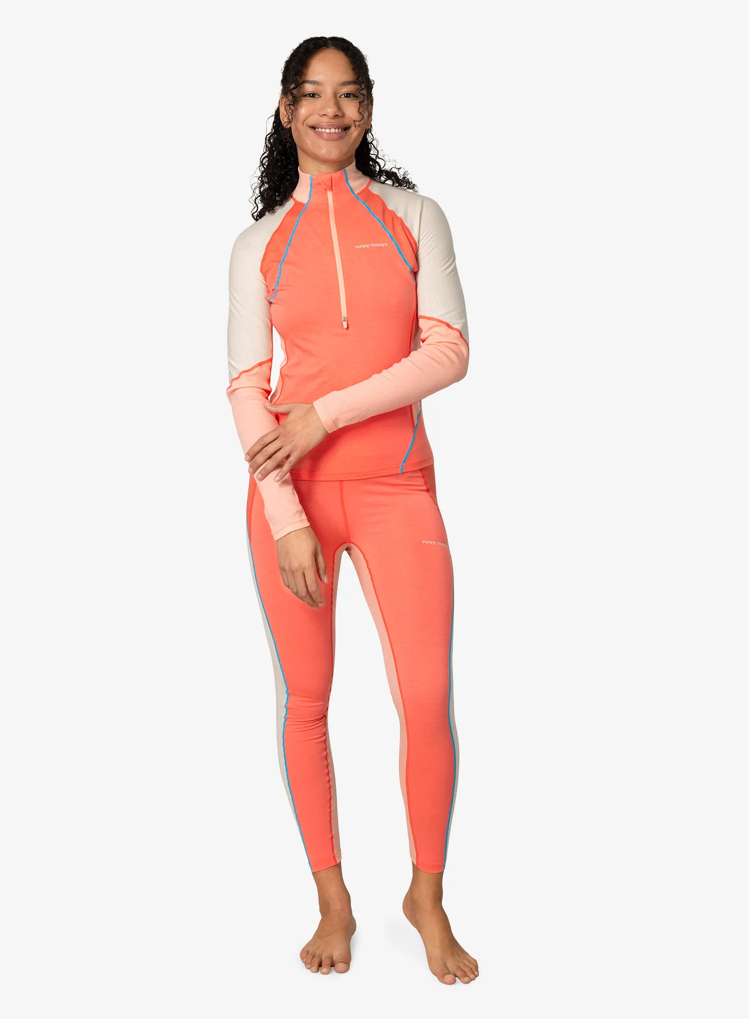 Bluza de corp femei Kari Traa Alma Half Zip - coral